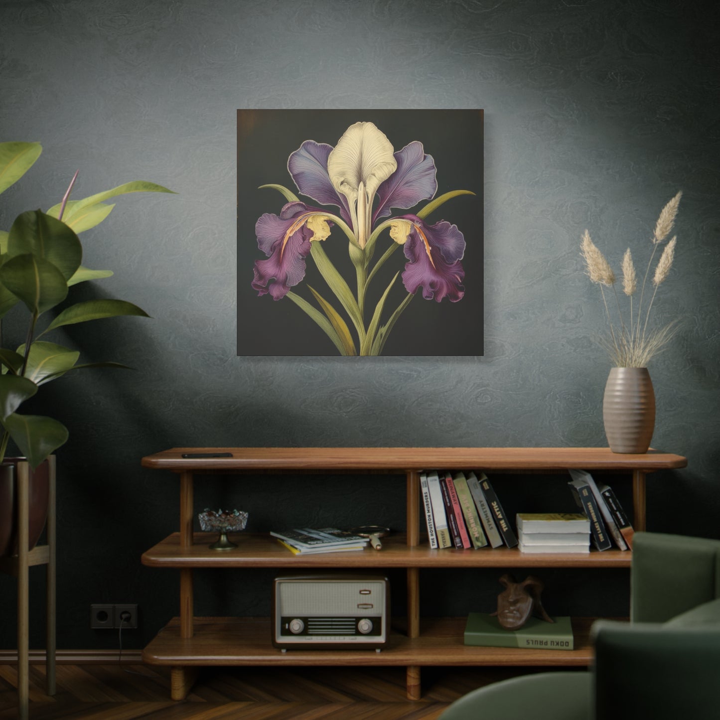Iris Flower Frameless Canvas Wall Art Sizes 10”x10” – 36”x36”