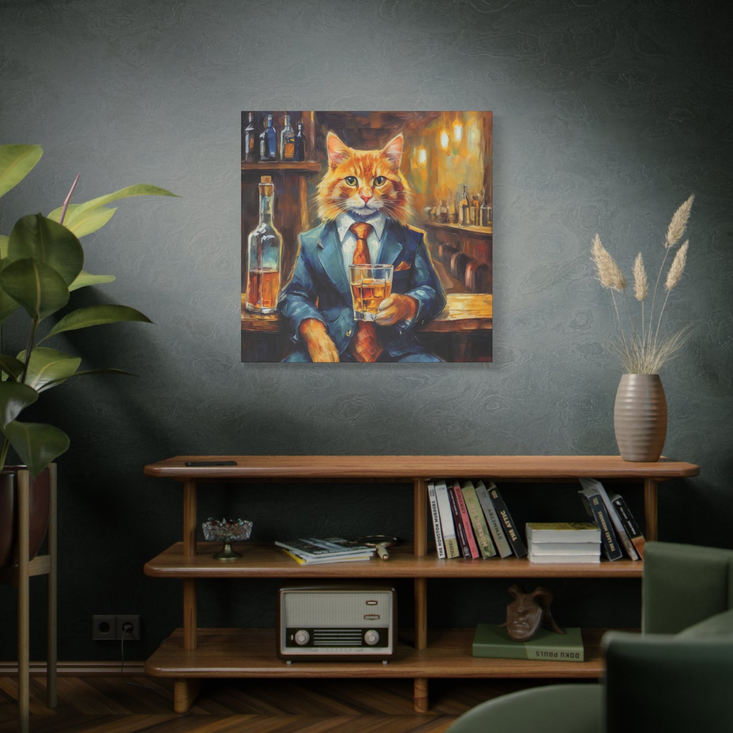 Whiskey Ginger Cat Frameless Canvas Wall Art Sizes 10”x10” – 36”x36”