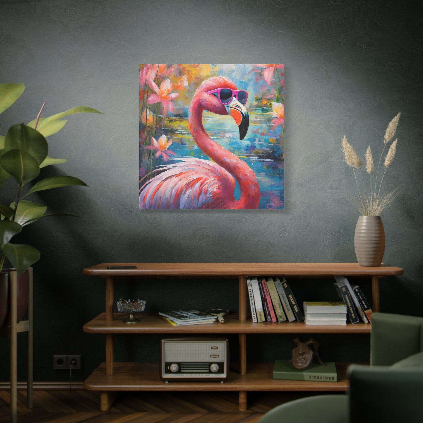 Flamingo Frameless Canvas Wall Art Sizes 10”x10” – 36”x36”