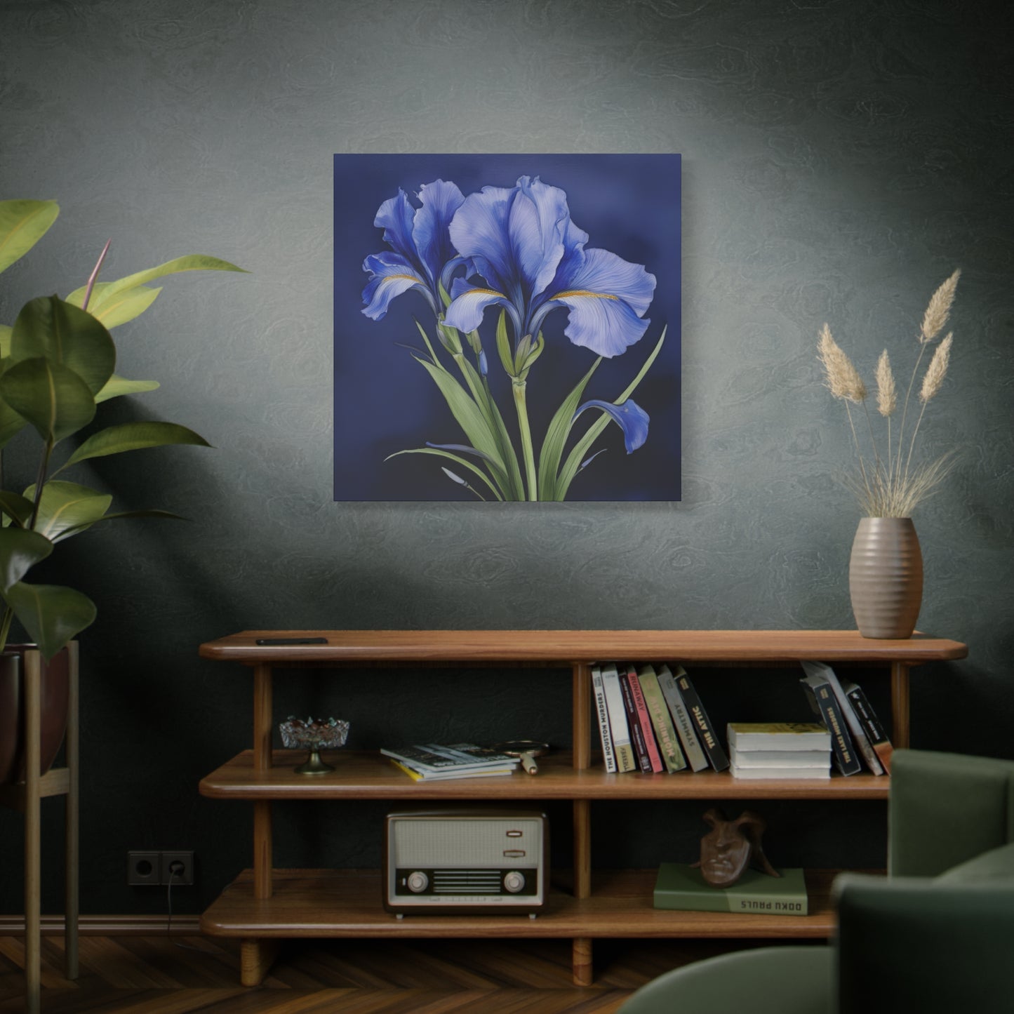Iris Flower Frameless Canvas Wall Art Sizes 10”x10” – 36”x36”