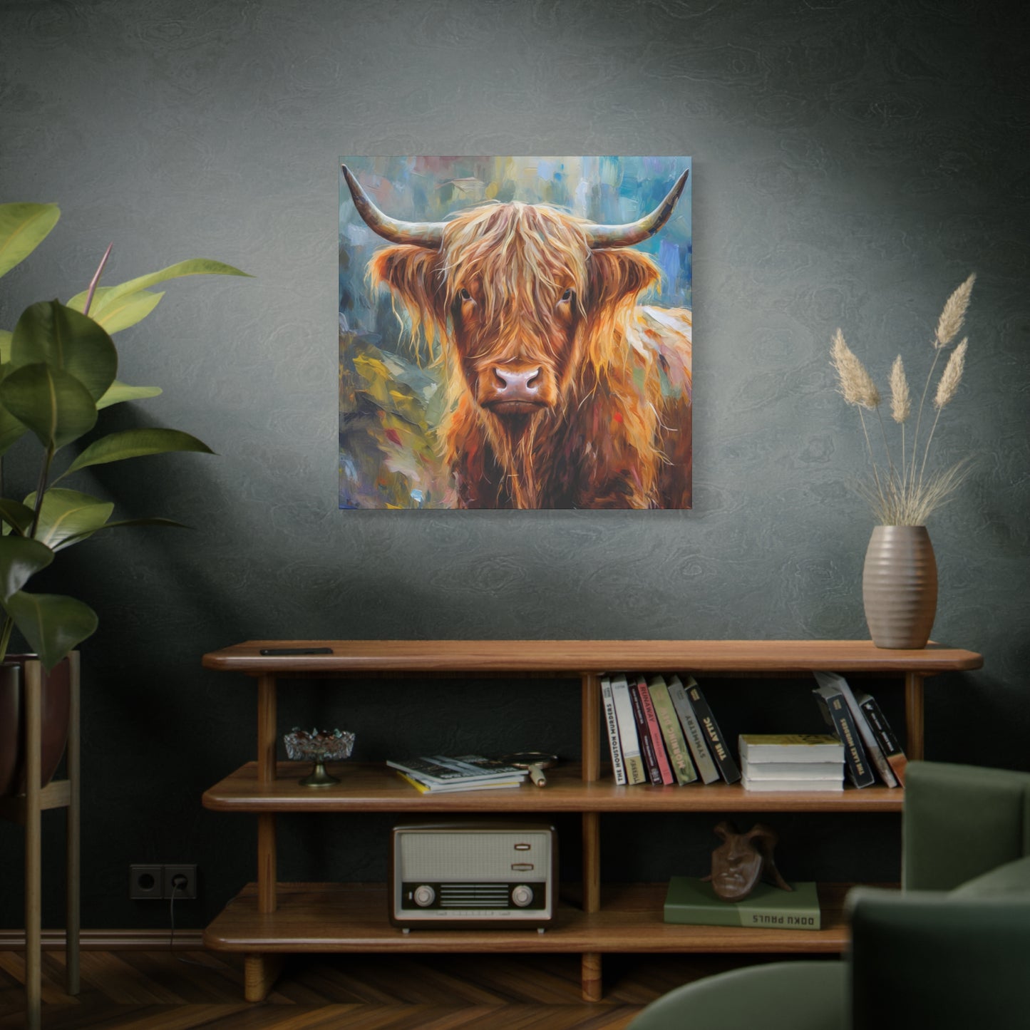 Highland Cow Frameless Canvas Wall Art Sizes 10”x10” – 36”x36”