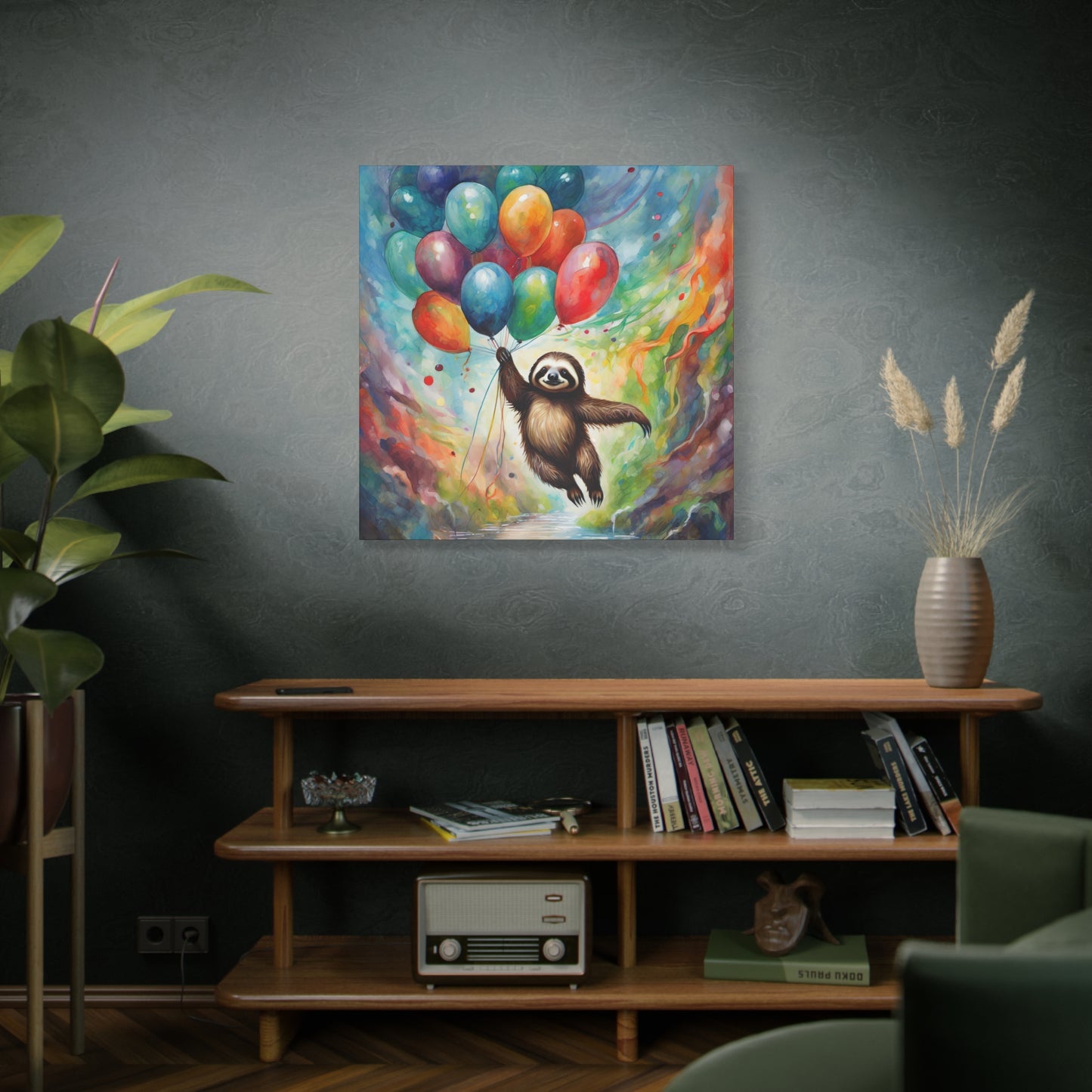 Balloon Sloth Frameless Canvas Wall Art Sizes 10”x10” – 36”x36”