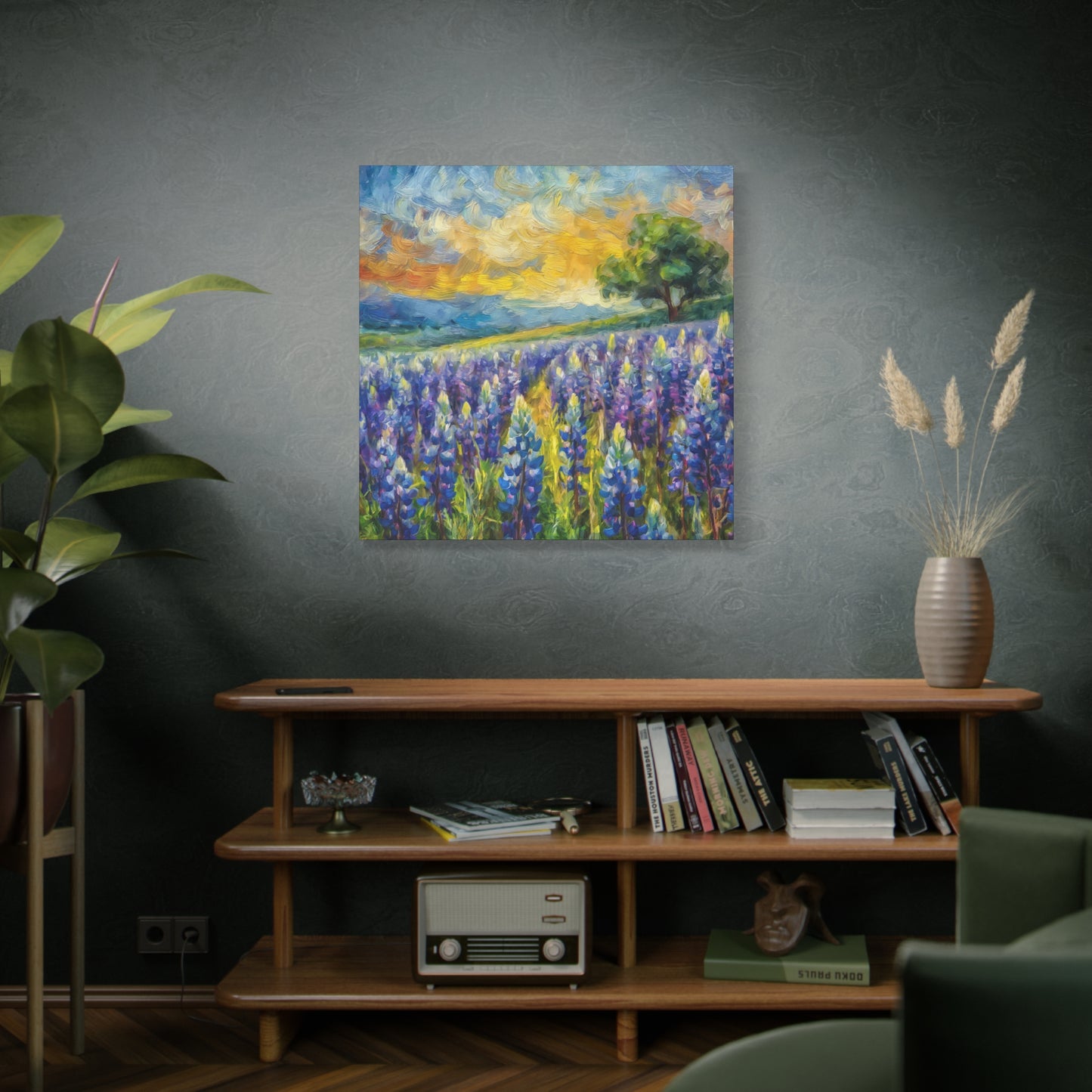 Bluebonnets Frameless Canvas Wall Art Sizes 10”x10” – 36”x36”
