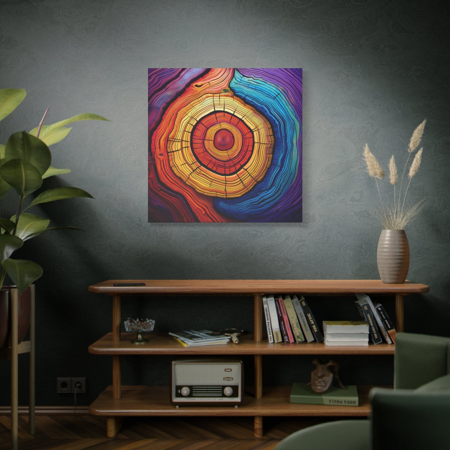 Colorful Woodgrain Frameless Canvas Wall Art Sizes 10”x10” – 36”x36”