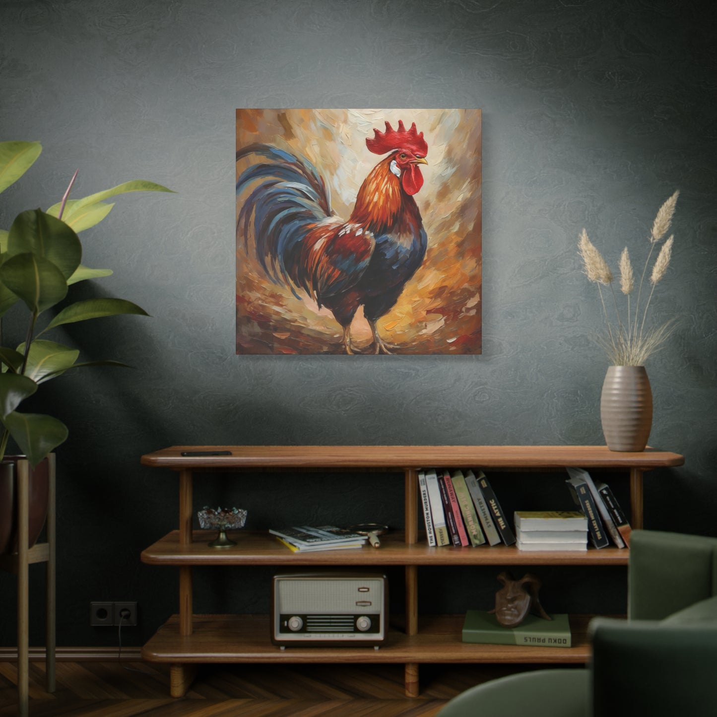 Rooster Frameless Canvas Wall Art Sizes 10”x10” – 36”x36”