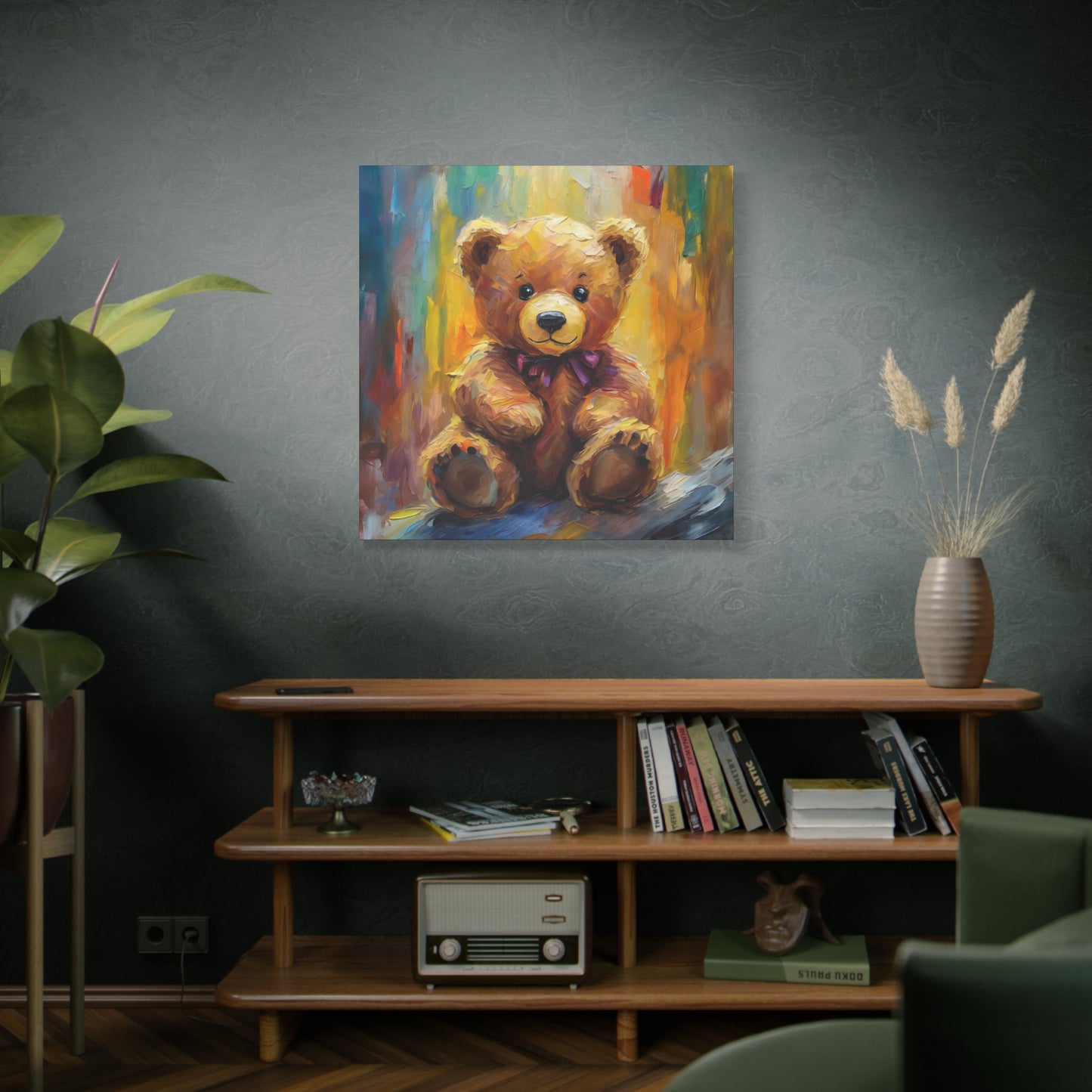 Teddy Bear Frameless Canvas Wall Art Sizes 10”x10” – 36”x36”