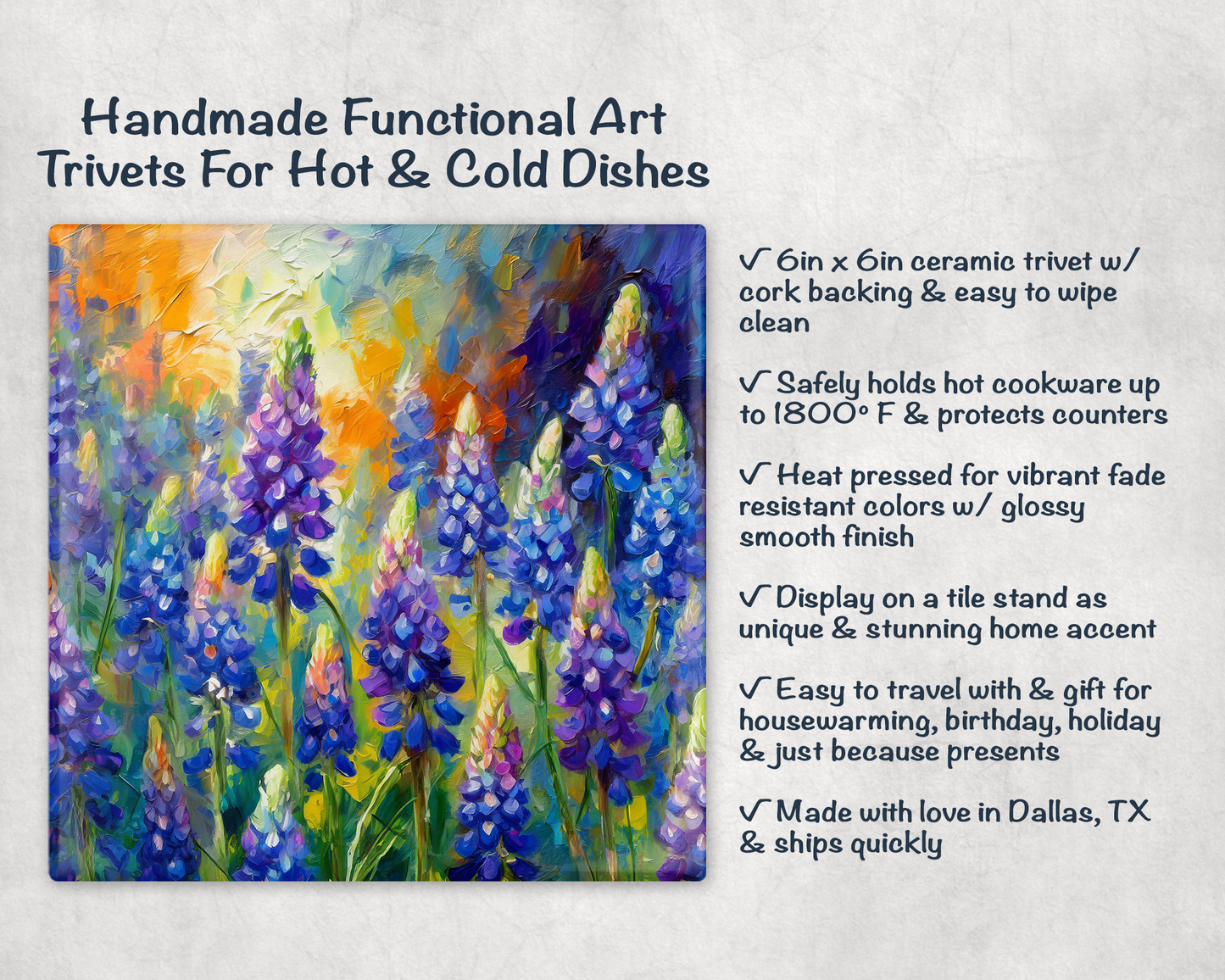Bluebonnet Flower Trivet