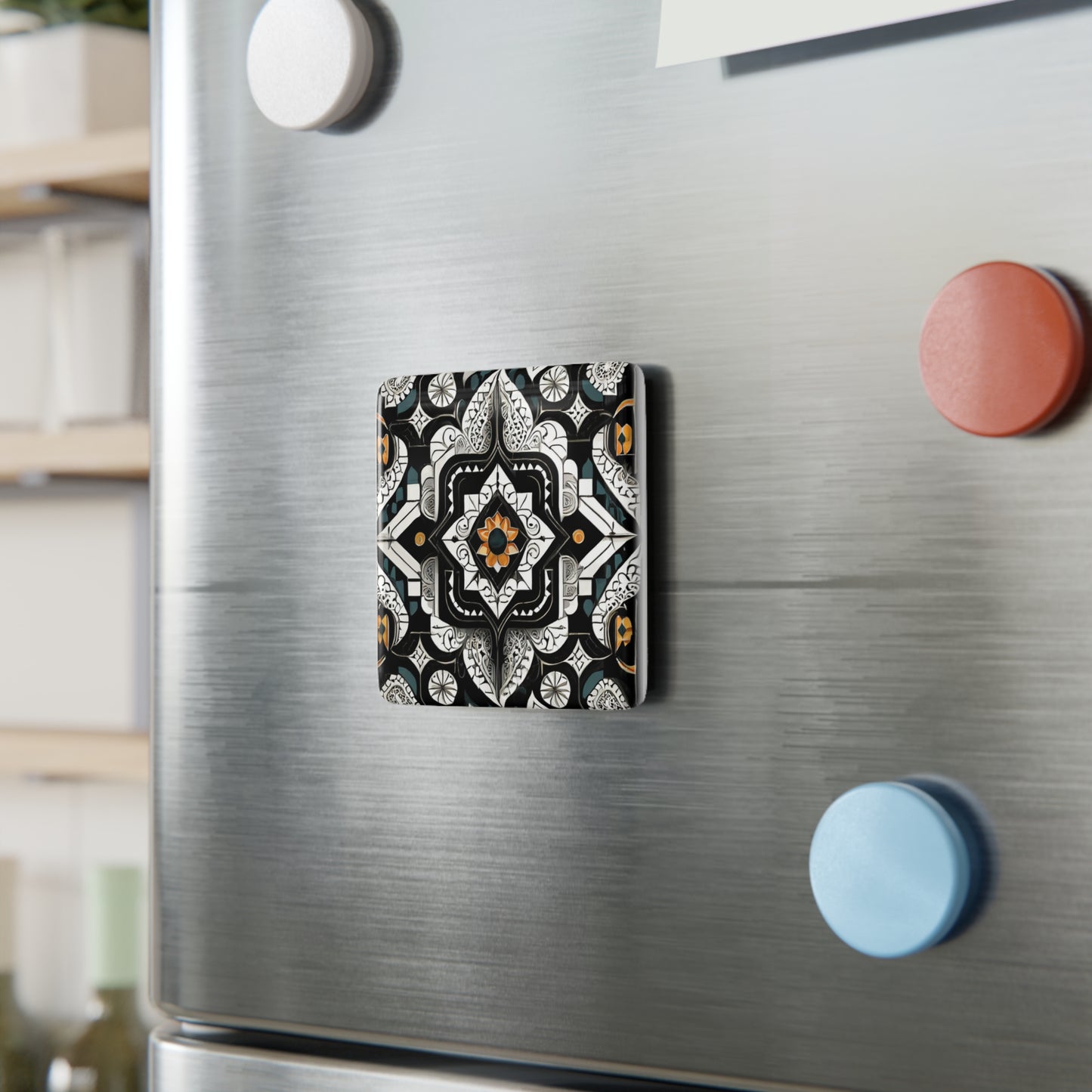 Black Mexican Style Ceramic Tile Magnet