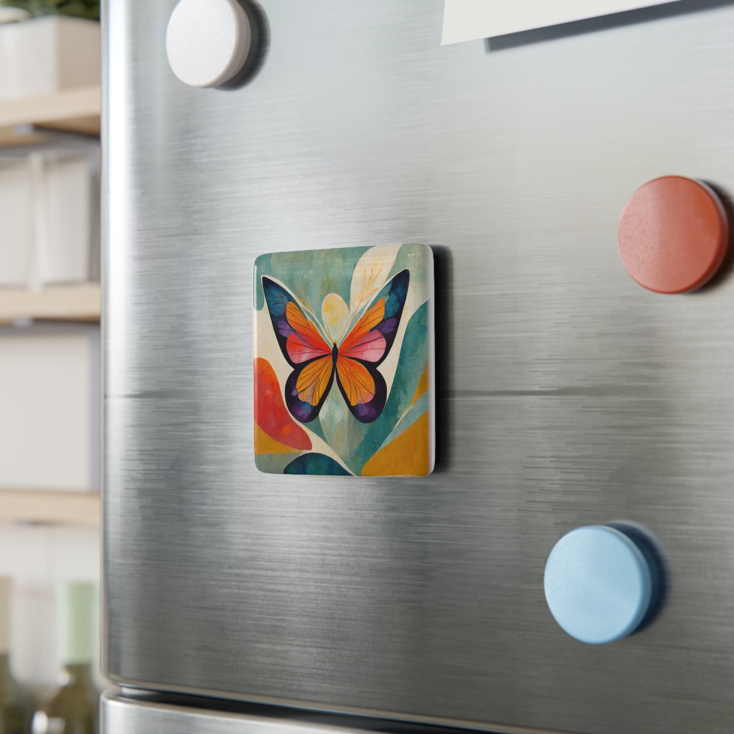 3 DESIGNS! Mid Century Modern Butterfly Ceramic Tile Magnet