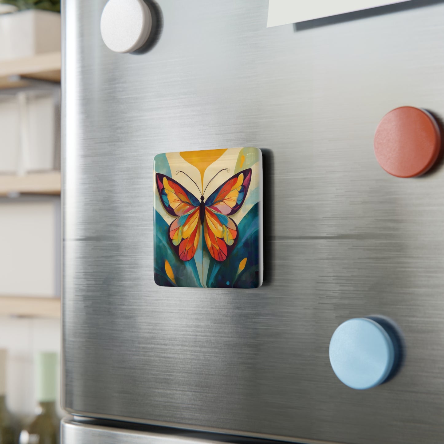 3 DESIGNS! Mid Century Modern Butterfly Ceramic Tile Magnet