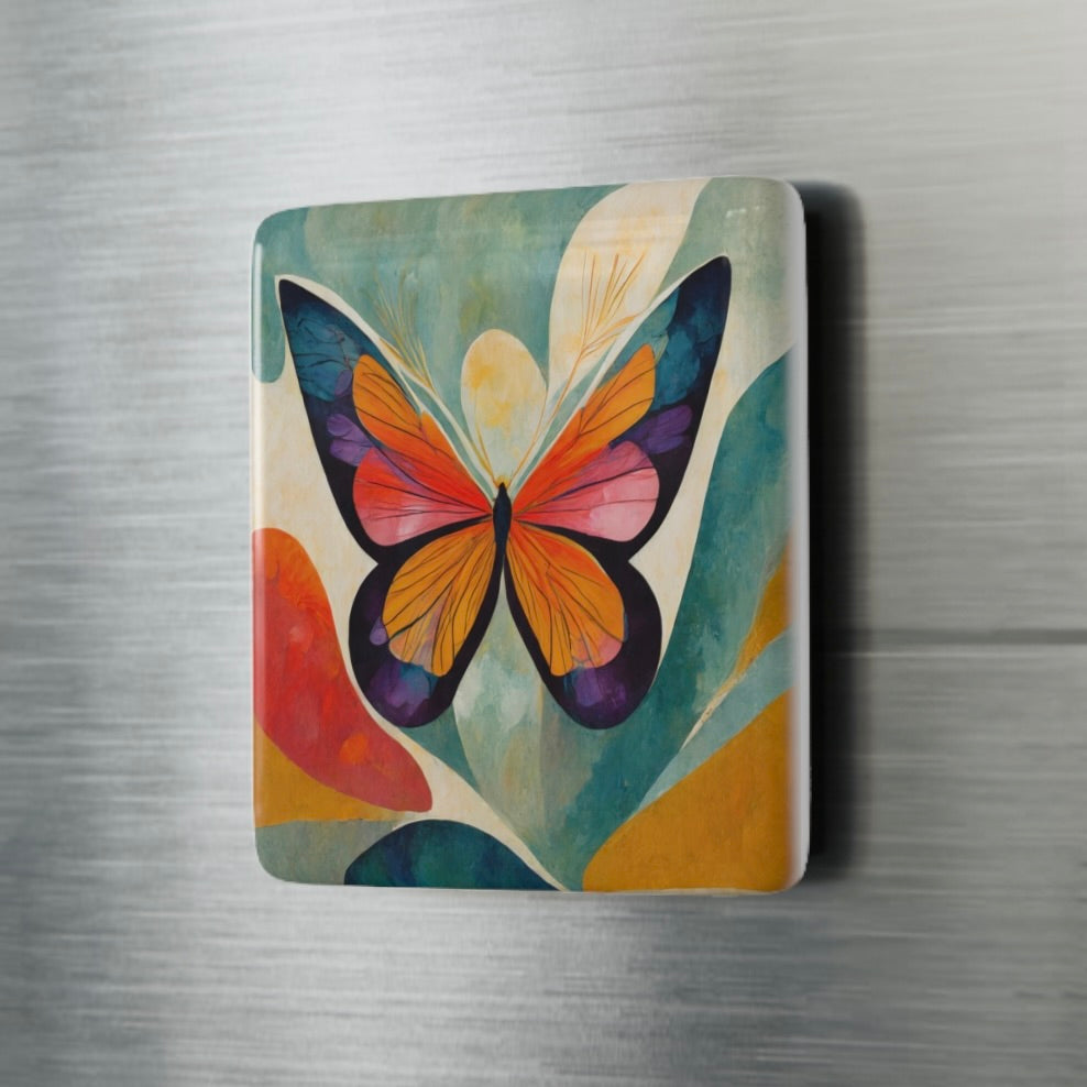 3 DESIGNS! Mid Century Modern Butterfly Ceramic Tile Magnet