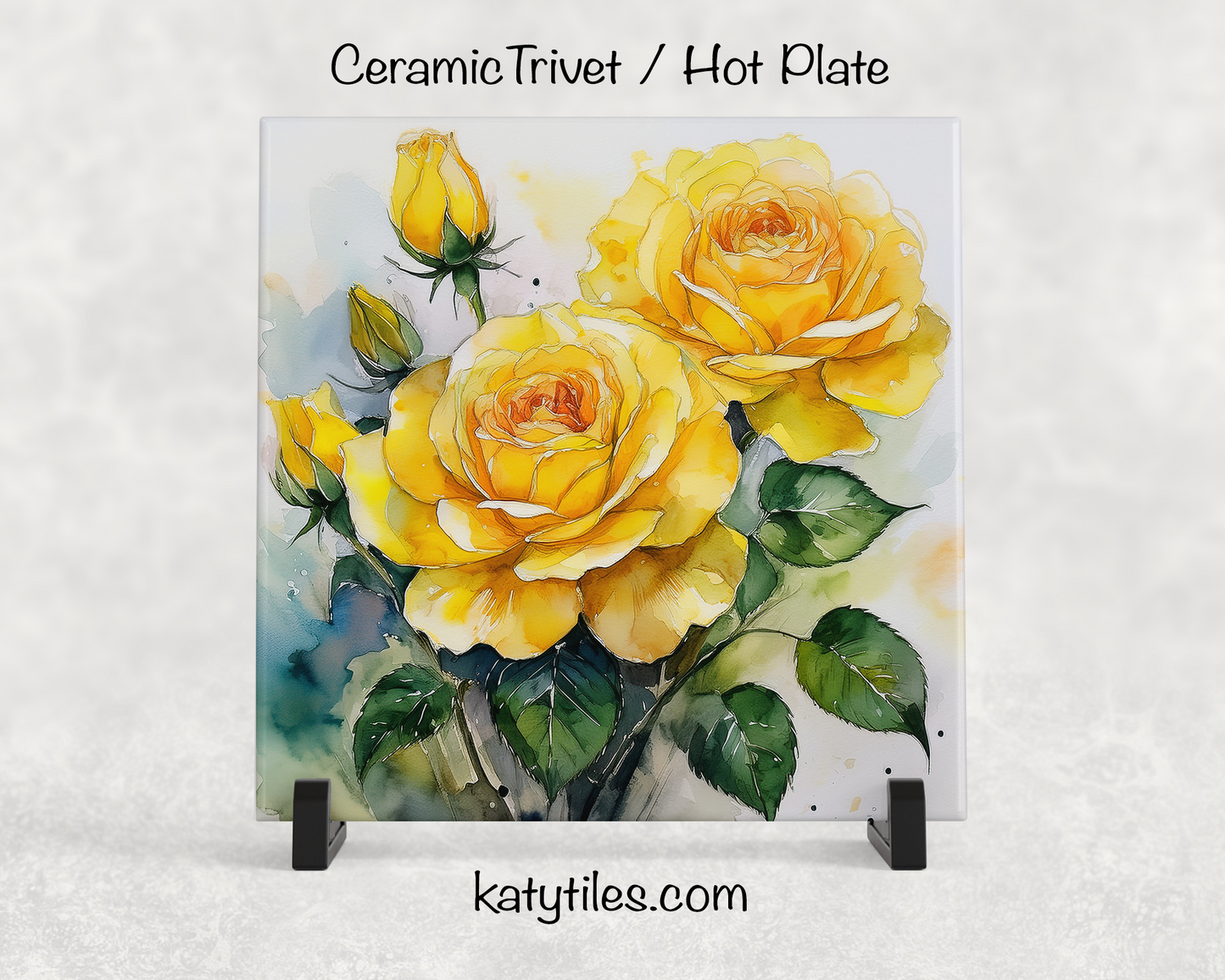 22 Designs! Roses - Yellow, Pink, White & Red - Ceramic Tile Trivet/Coaster – 6x6 Handmade Floral Kitchen Decor, Elegant Botanical Gift