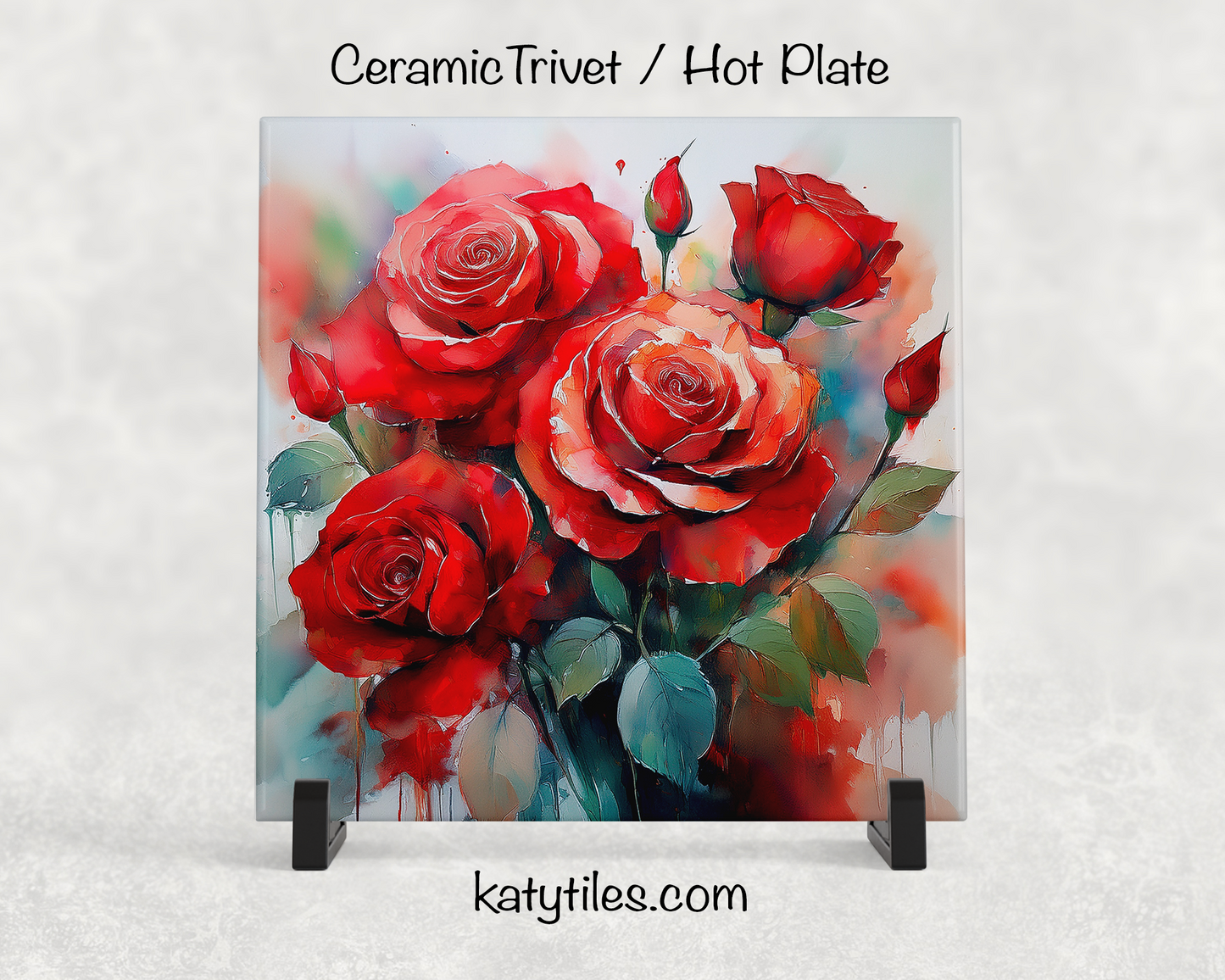 22 Designs! Roses - Yellow, Pink, White & Red - Ceramic Tile Trivet/Coaster – 6x6 Handmade Floral Kitchen Decor, Elegant Botanical Gift
