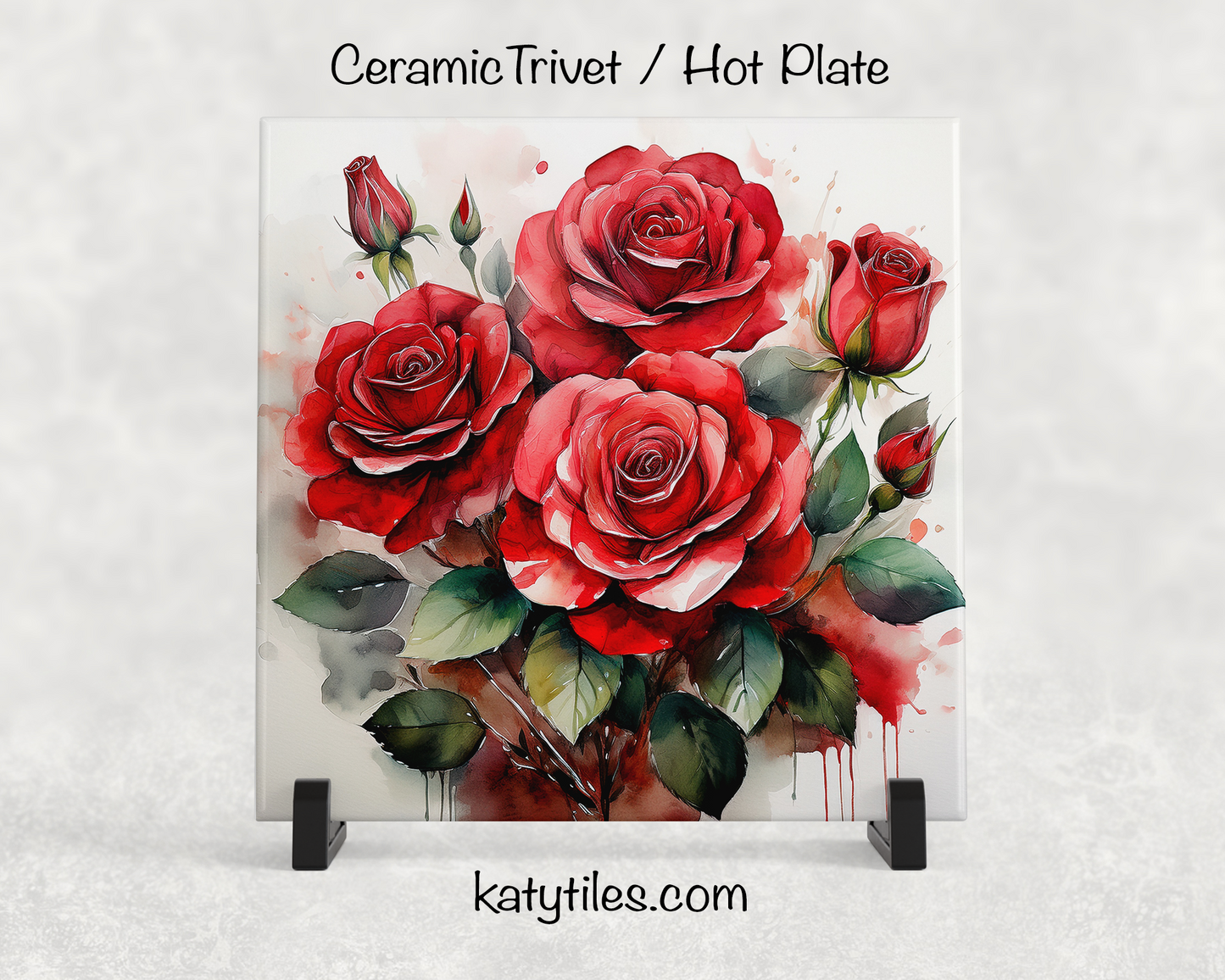 22 Designs! Roses - Yellow, Pink, White & Red - Ceramic Tile Trivet/Coaster – 6x6 Handmade Floral Kitchen Decor, Elegant Botanical Gift