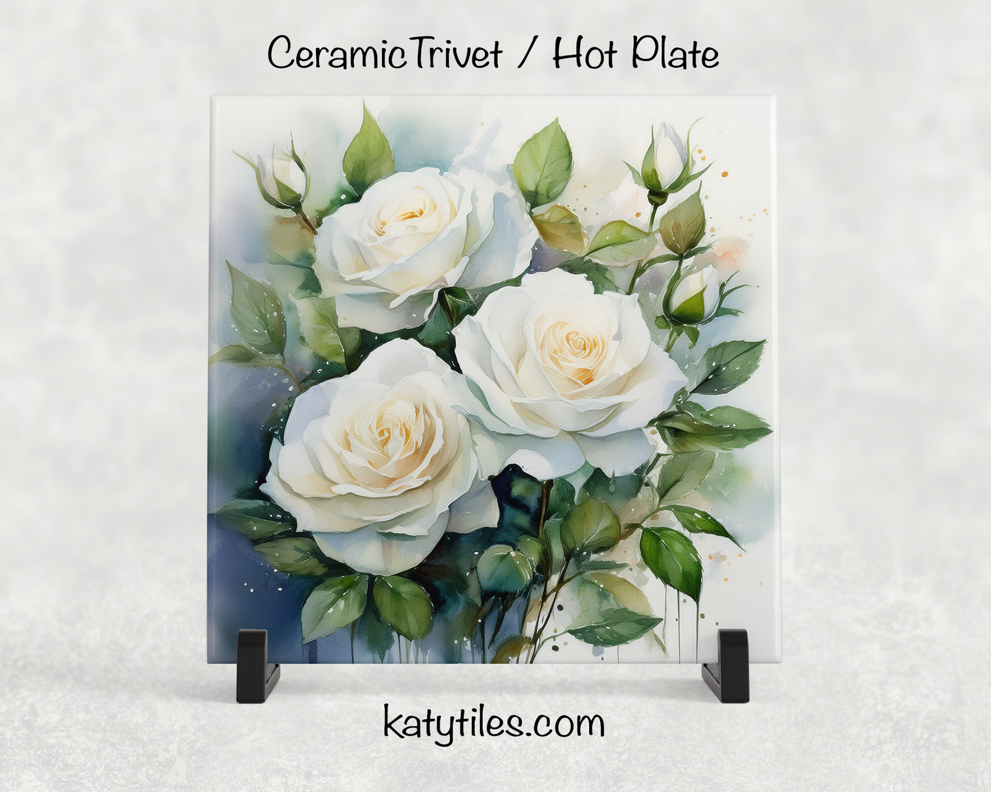 22 Designs! Roses - Yellow, Pink, White & Red - Ceramic Tile Trivet/Coaster – 6x6 Handmade Floral Kitchen Decor, Elegant Botanical Gift