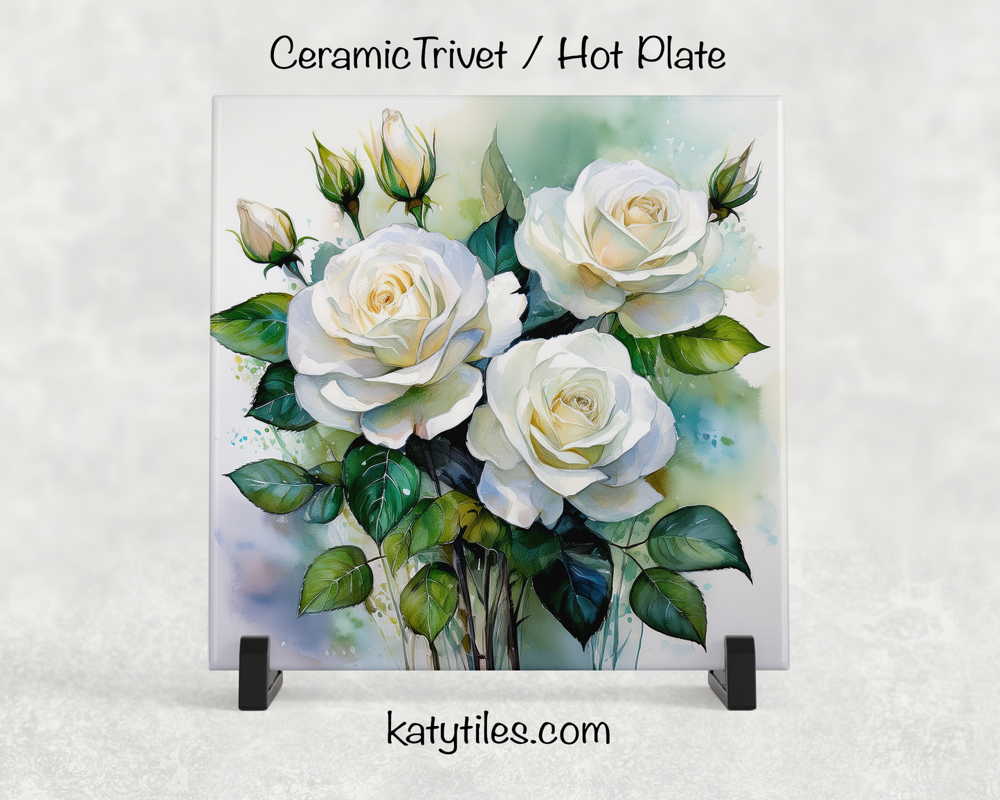 22 Designs! Roses - Yellow, Pink, White & Red - Ceramic Tile Trivet/Coaster – 6x6 Handmade Floral Kitchen Decor, Elegant Botanical Gift