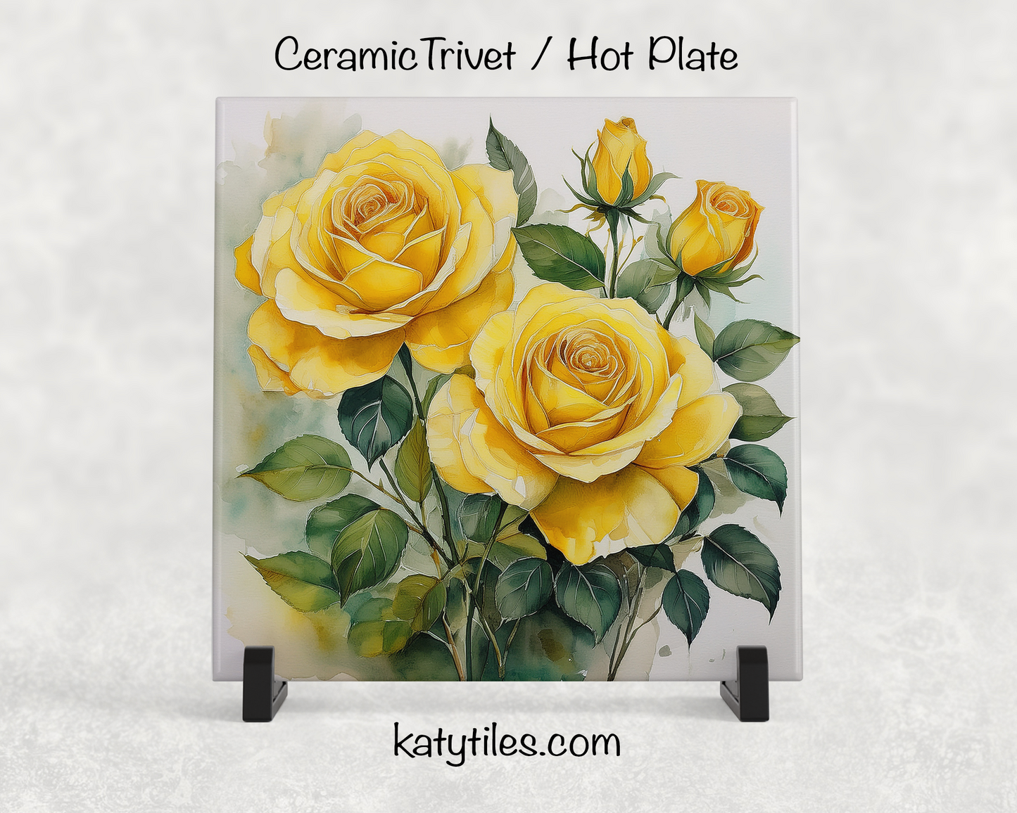 22 Designs! Roses - Yellow, Pink, White & Red - Ceramic Tile Trivet/Coaster – 6x6 Handmade Floral Kitchen Decor, Elegant Botanical Gift
