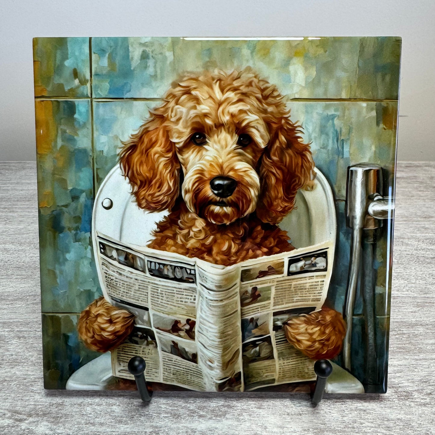 7 Designs! 6x6 Trivet for Hot Dishes, Poopin' Doodles, Bathroom Decor, Bathroom Art, Gift for Dog Lovers, Dog Art, Doodle Gifts, Funny Dog