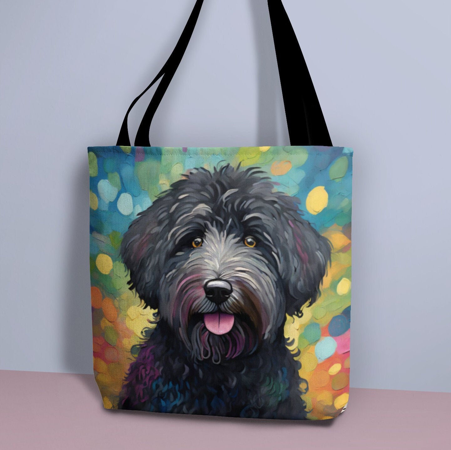 Black Sheepadoodle Dog Tote Bag, Dog Bag, Canvas Bag, Tote Bag, Reusable Bag, Shopping Bag, Gift For Her, Gift For Dog Lovers, Dog Gift