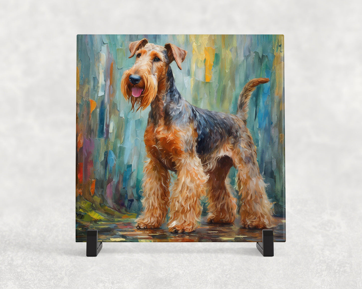 5 Designs! Airedale Terrier Trivet for Hot Dishes, 6"x6" Hot Plate, Airedale Decor. Airedale Art. Airedale gifts. Gifts for Airedale lovers.