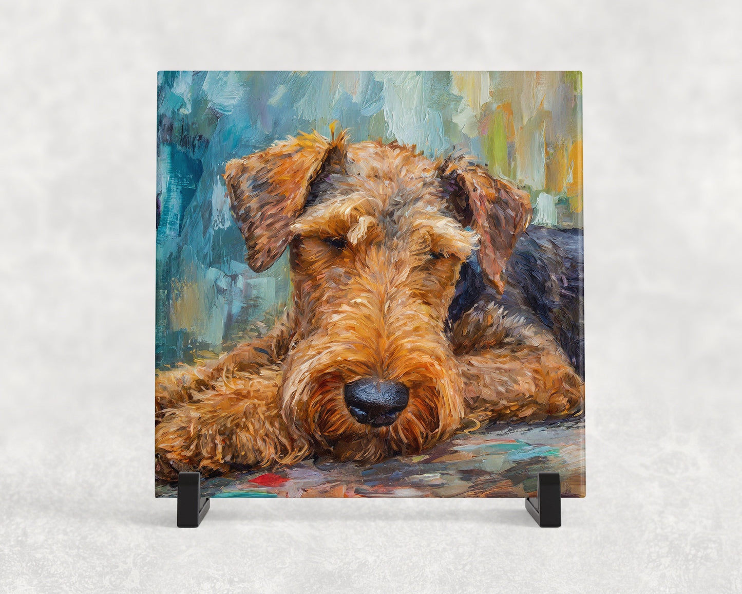 5 Designs! Airedale Terrier Trivet for Hot Dishes, 6"x6" Hot Plate, Airedale Decor. Airedale Art. Airedale gifts. Gifts for Airedale lovers.