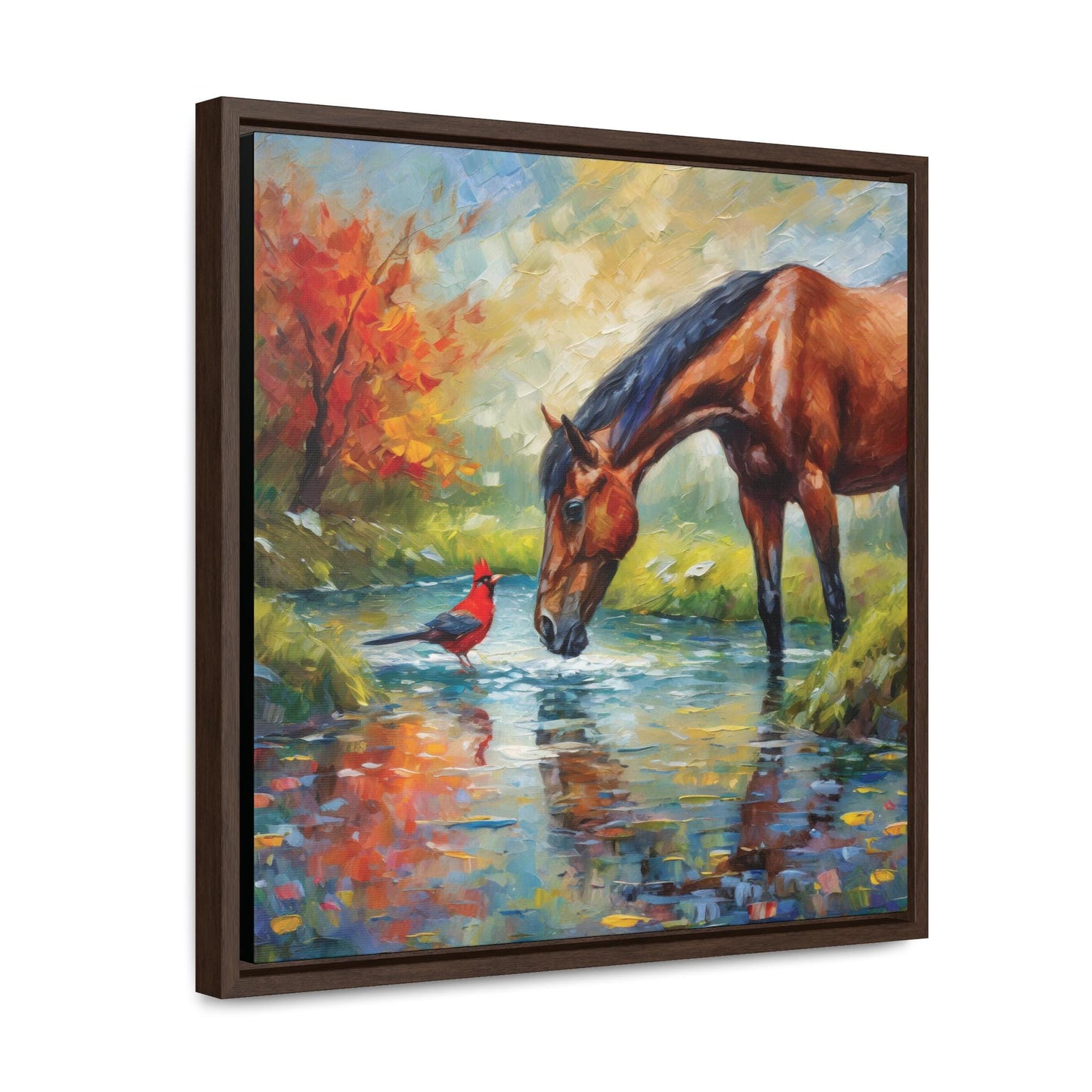 Bay Horse Framed Canvas Print Wall Art - Gift For Horse Lover - Horse Decor
