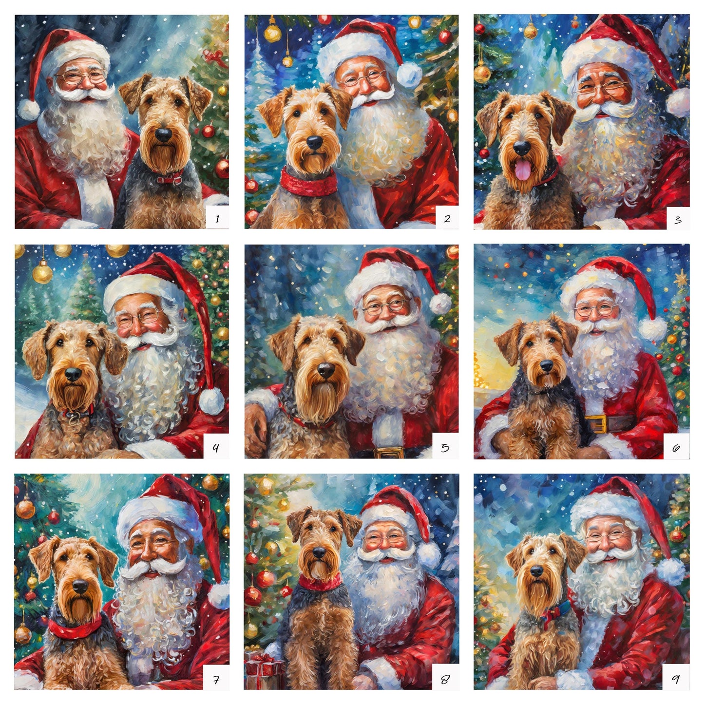 9 Designs! Ceramic Trivet Christmas Airedale With Santa Claus, Trivets For Hot Dishes, Gift for Airedale Lover, Airedale Mom, Airedale Art