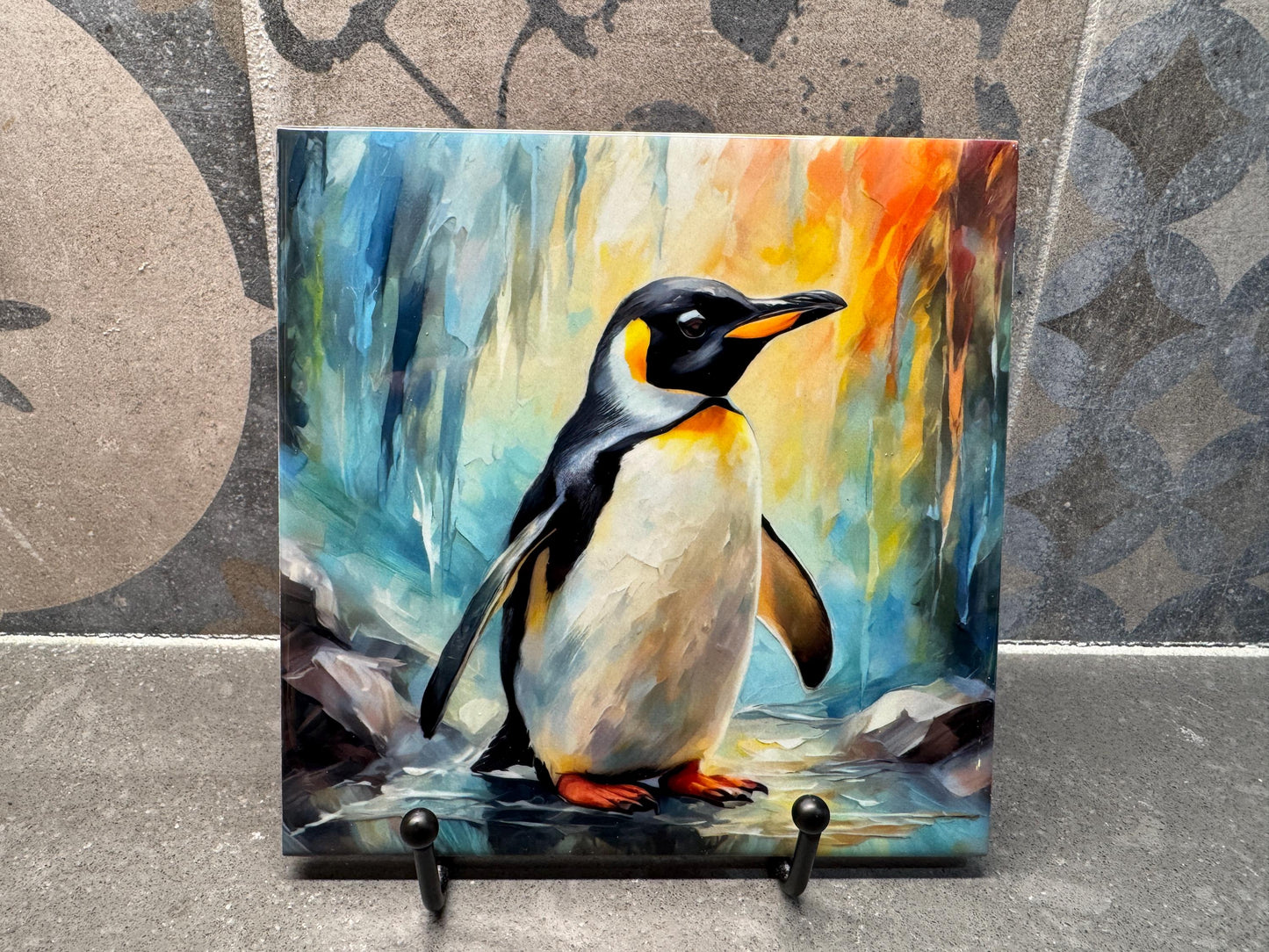 Penguin Trivet for Hot Dishes, Hot Plate Coaster Tile Art, Custom Pot Holder, Gift for Penguin Lovers, Bird Art, Penguin Decorations