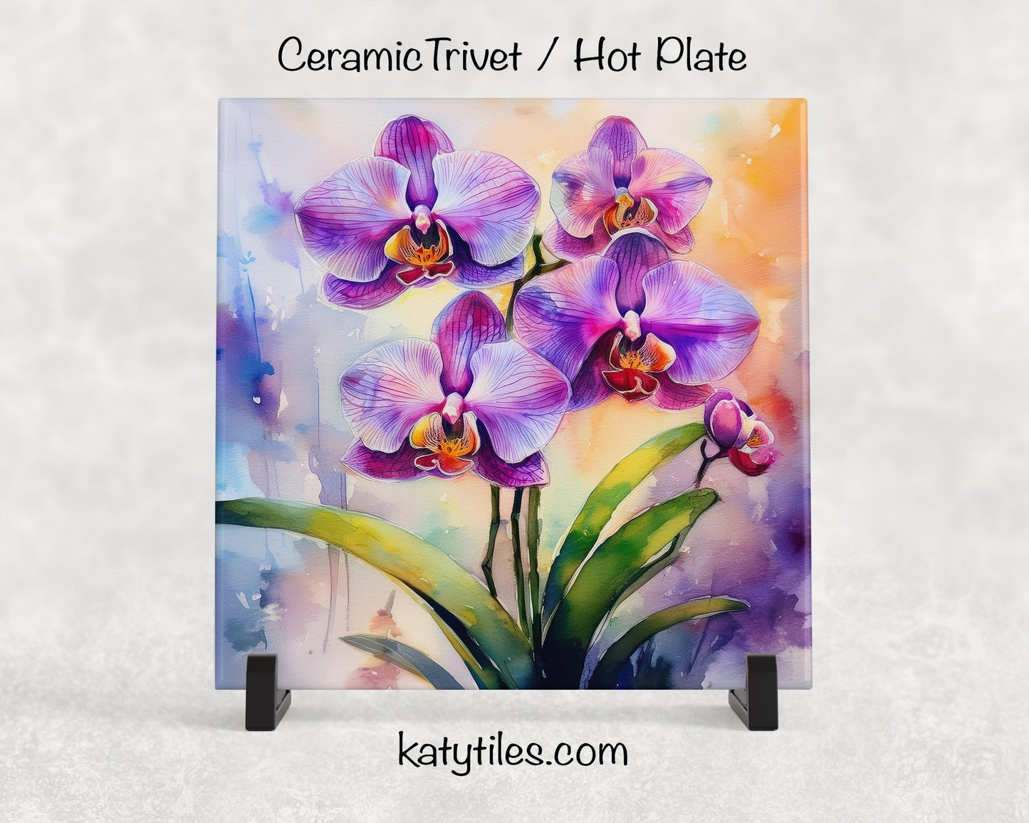 5 Designs! Moth Orchid (Phalaenopsis) Ceramic Tile Trivet/Coaster – 6x6 Handmade Floral Kitchen Decor, Botanical Gift, Made in USA