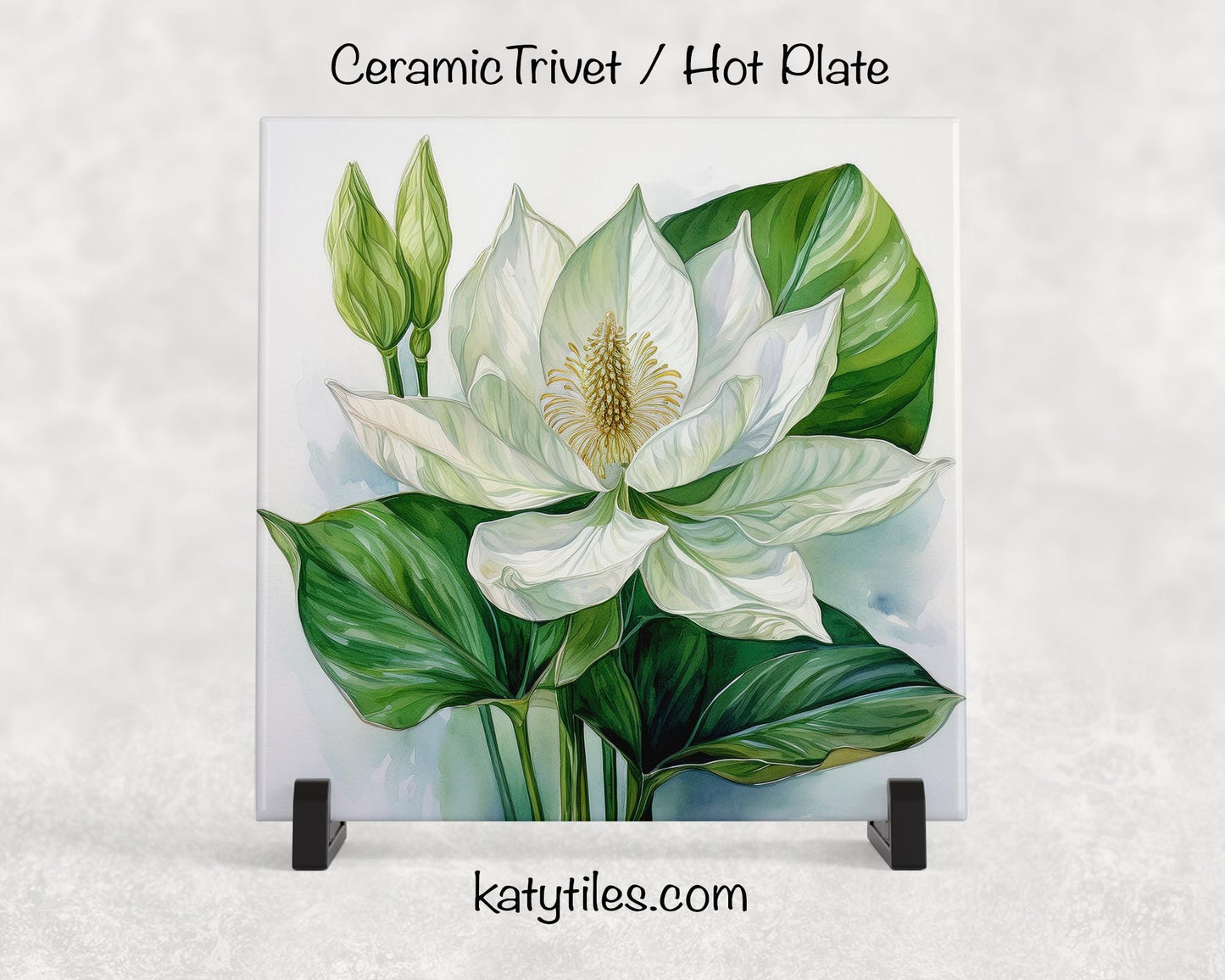 6 Designs! Peace Lily Ceramic Tile Trivet/Coaster – 6x6 Handmade Floral Kitchen Decor, Serene Botanical Gift, Made in USA