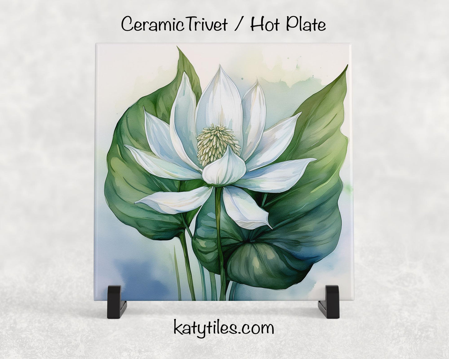 6 Designs! Peace Lily Ceramic Tile Trivet/Coaster – 6x6 Handmade Floral Kitchen Decor, Serene Botanical Gift, Made in USA