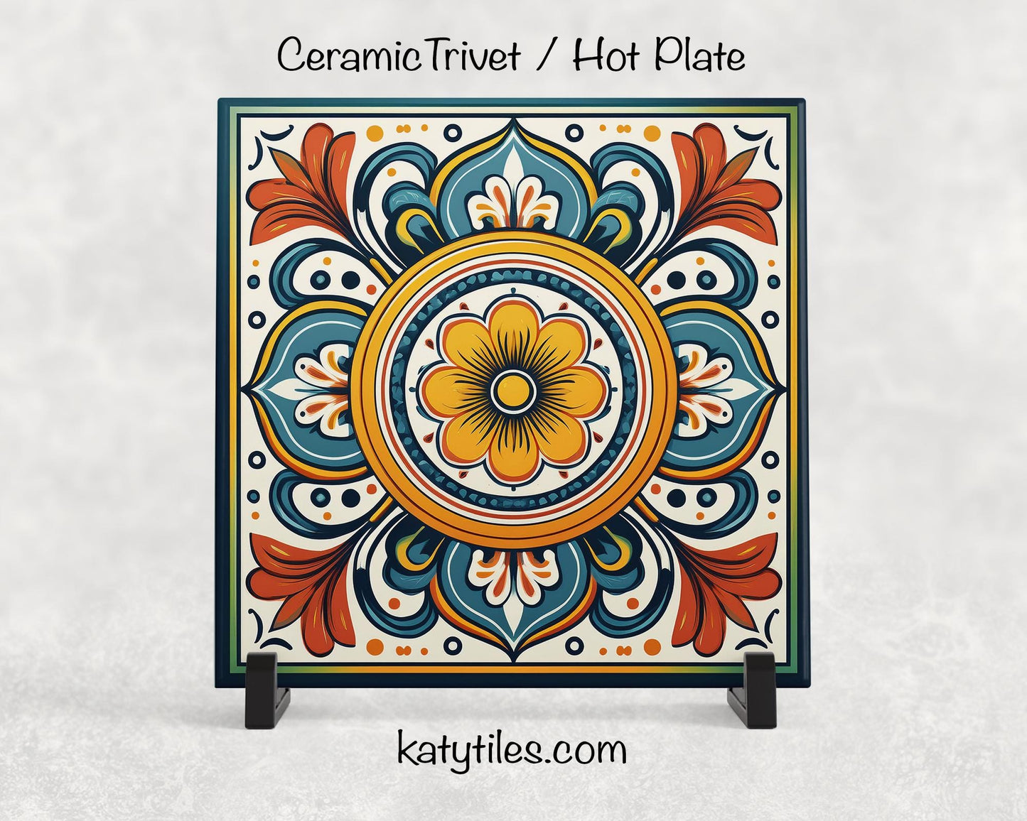 8 Designs! Talavera-Style Ceramic Tile Trivet/Coaster – 6x6 Handmade Mexican Style Tile Floral Kitchen Decor, Colorful Boho Gift