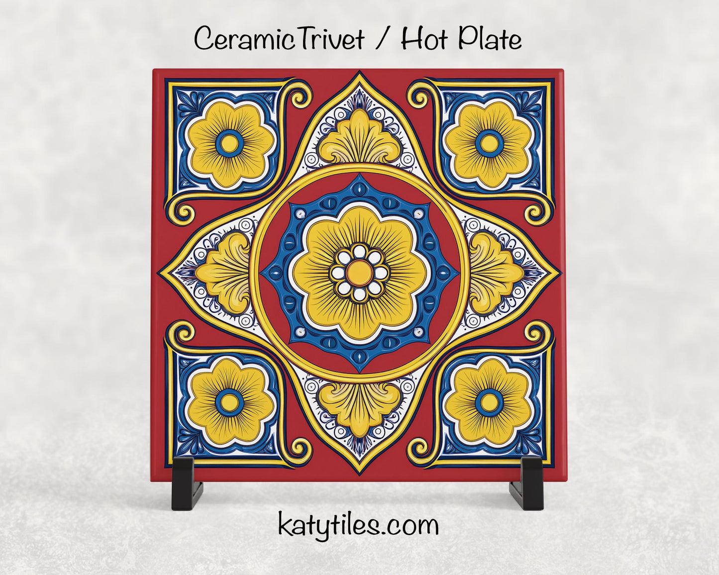 8 Designs! Talavera-Style Ceramic Tile Trivet/Coaster – 6x6 Handmade Mexican Style Tile Floral Kitchen Decor, Colorful Boho Gift