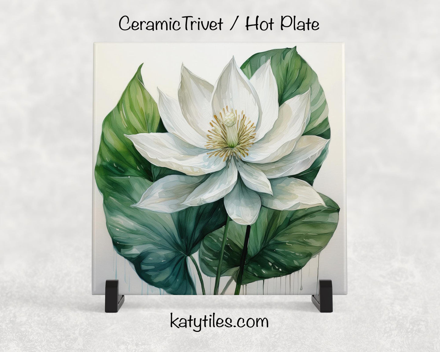 6 Designs! Peace Lily Ceramic Tile Trivet/Coaster – 6x6 Handmade Floral Kitchen Decor, Serene Botanical Gift, Made in USA