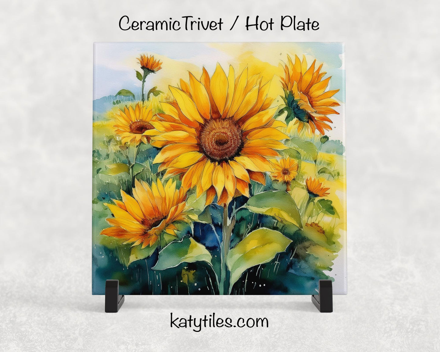 5 Designs! Sunflowers Ceramic Tile Trivet/Coaster – 6x6 Handmade Floral Kitchen Decor, Bright Botanical Gift, Made in USA