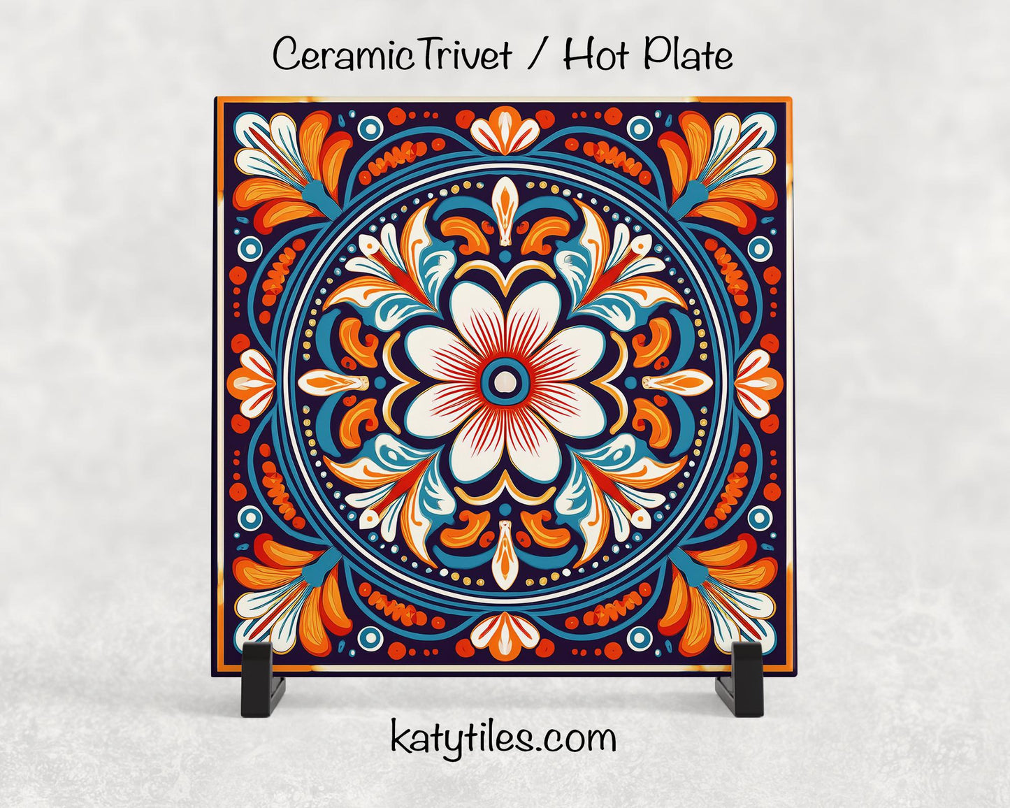 8 Designs! Talavera-Style Ceramic Tile Trivet/Coaster – 6x6 Handmade Mexican Style Tile Floral Kitchen Decor, Colorful Boho Gift