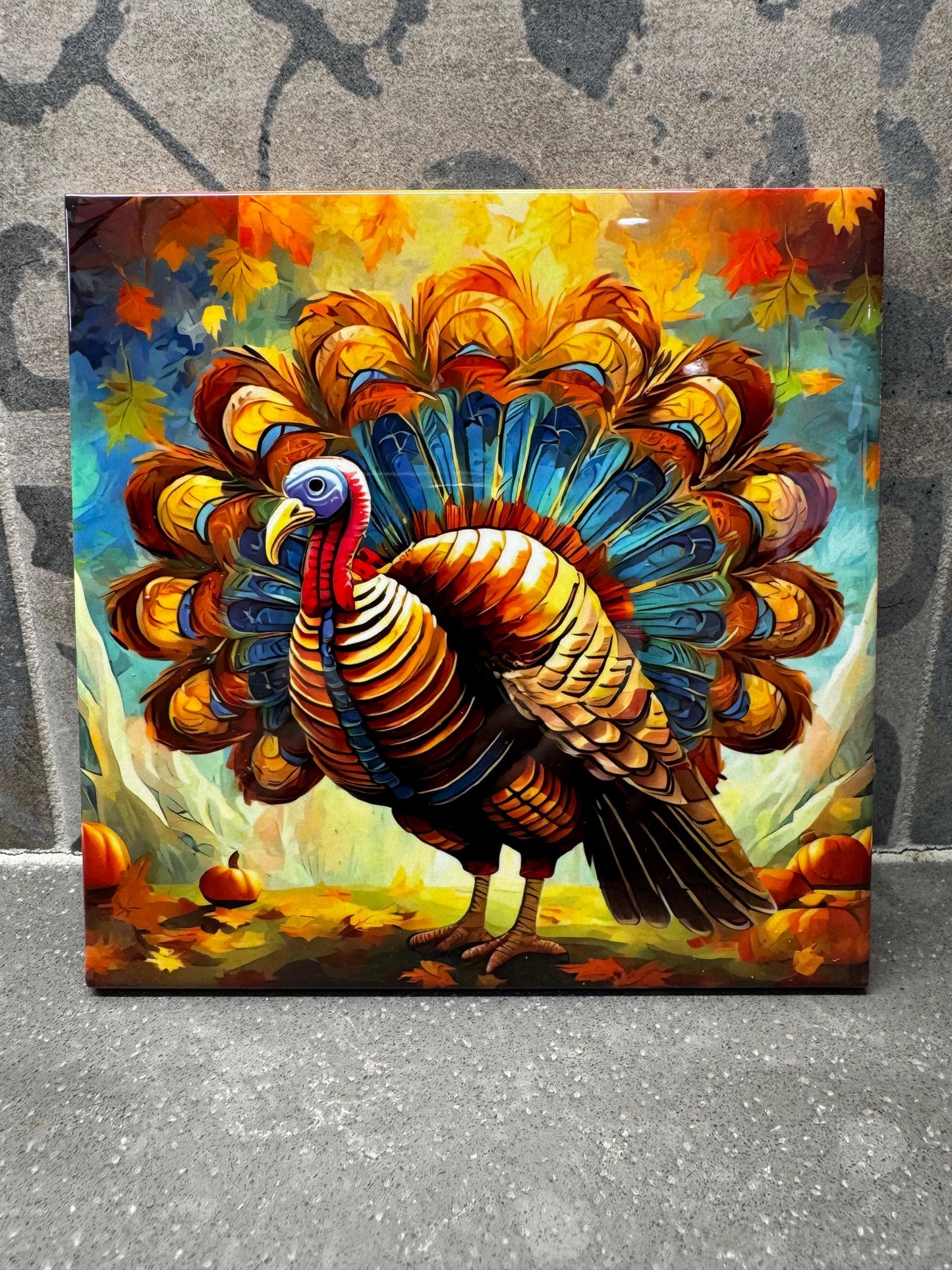 Thanksgiving Turkey Ceramic Tile Trivet/Coaster – 6x6 Handmade Fall/Autumn Kitchen Decor, Hostess Gift, Made in USA