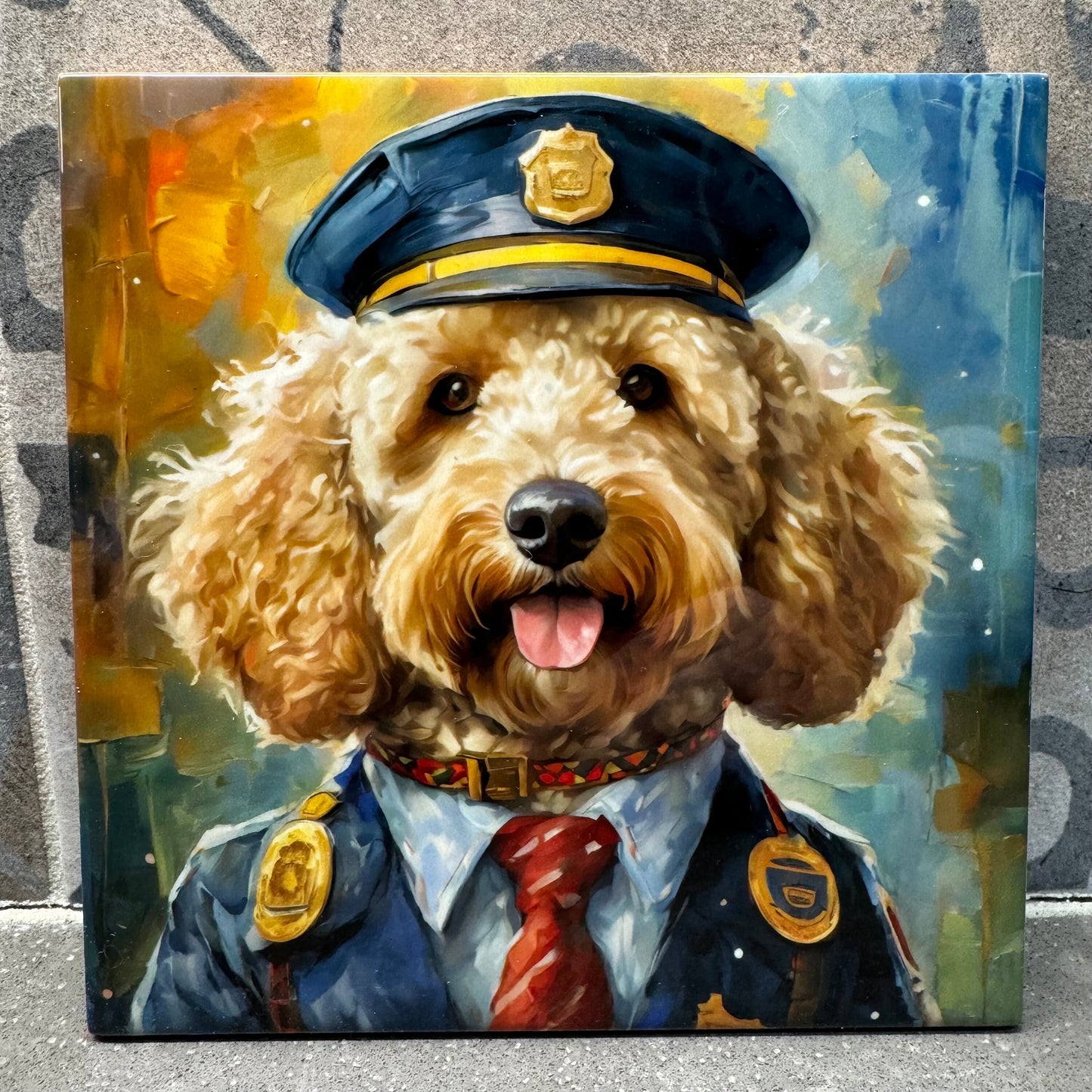 8 Designs! Doodle Police Officer. Trivet for Hot Dishes. 6"x6" Hot Plate. Doodle Decor. Doodle Art. Doodle gifts. Gifts for officers.