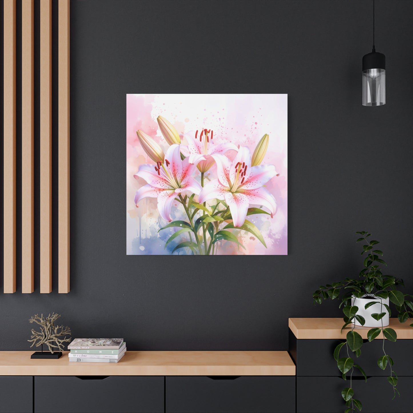 Stargazer Lilies Frameless Canvas Wall Art Sizes 10”x10” – 36”x36”