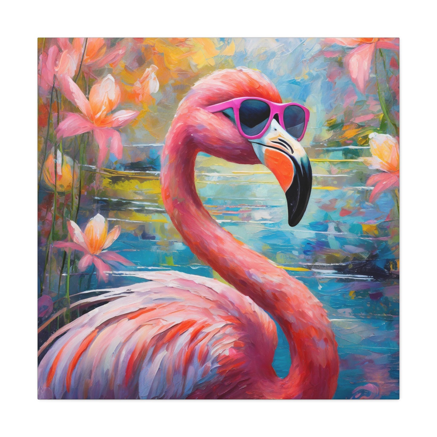 Flamingo Frameless Canvas Wall Art Sizes 10”x10” – 36”x36”