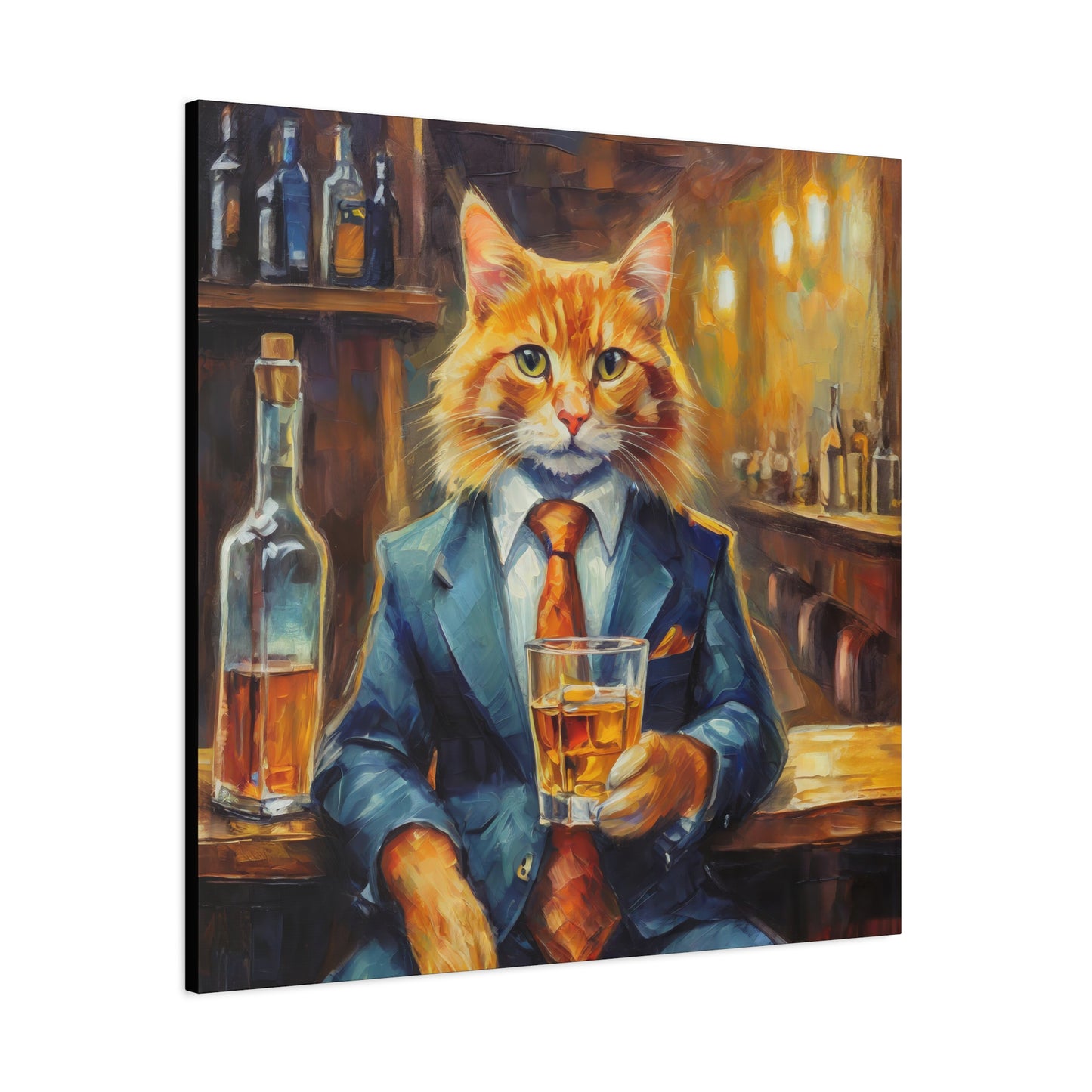 Whiskey Ginger Cat Frameless Canvas Wall Art Sizes 10”x10” – 36”x36”
