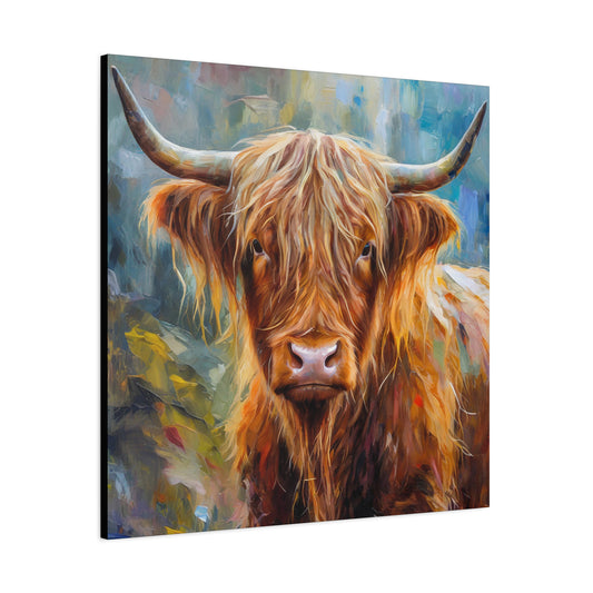 Highland Cow Frameless Canvas Wall Art Sizes 10”x10” – 36”x36”