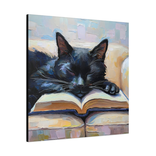 Black Cat Book Lollipop Frameless Canvas Wall Art Sizes 10”x10” – 36”x36”