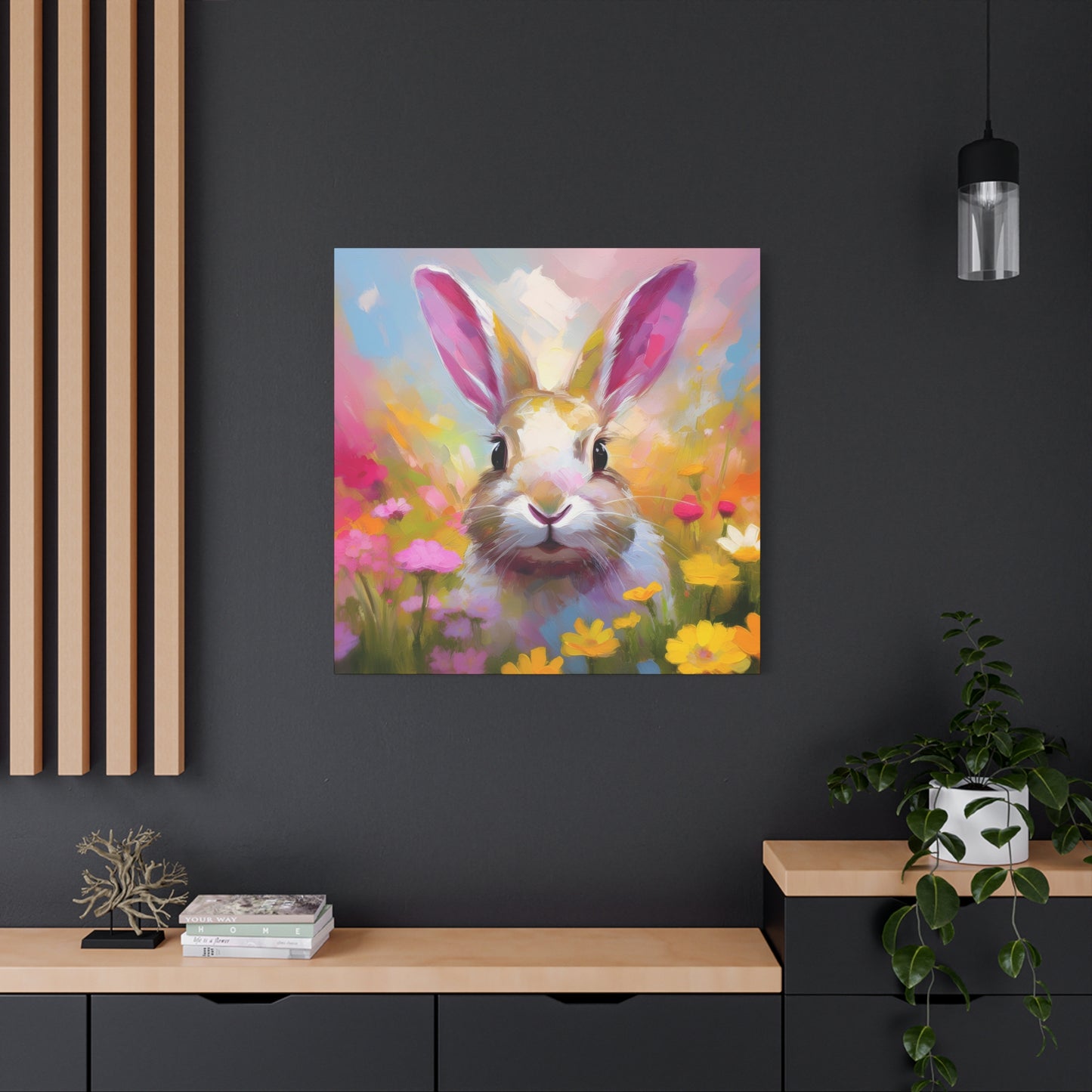 Bunny Rabbit Frameless Canvas Wall Art Sizes 10”x10” – 36”x36”