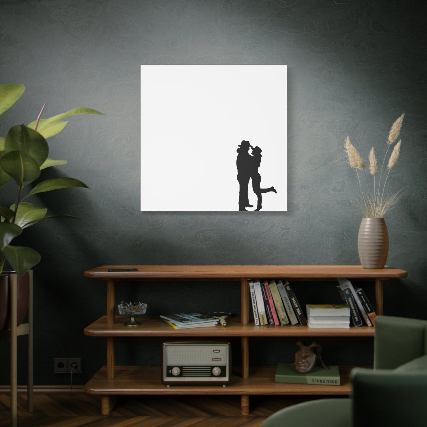 Shadow Cowboy Cowgirl Lovers Frameless Canvas Wall Art Sizes 10”x10” – 36”x36”