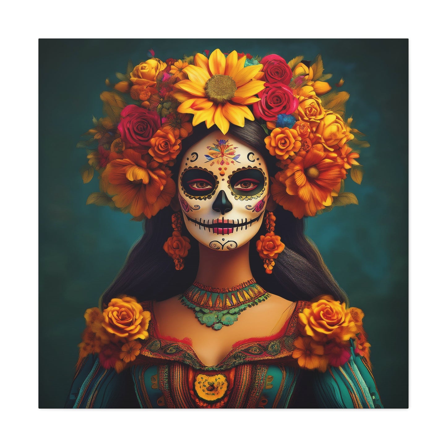La Catrina Frameless Canvas Wall Art Sizes 10”x10” – 36”x36”