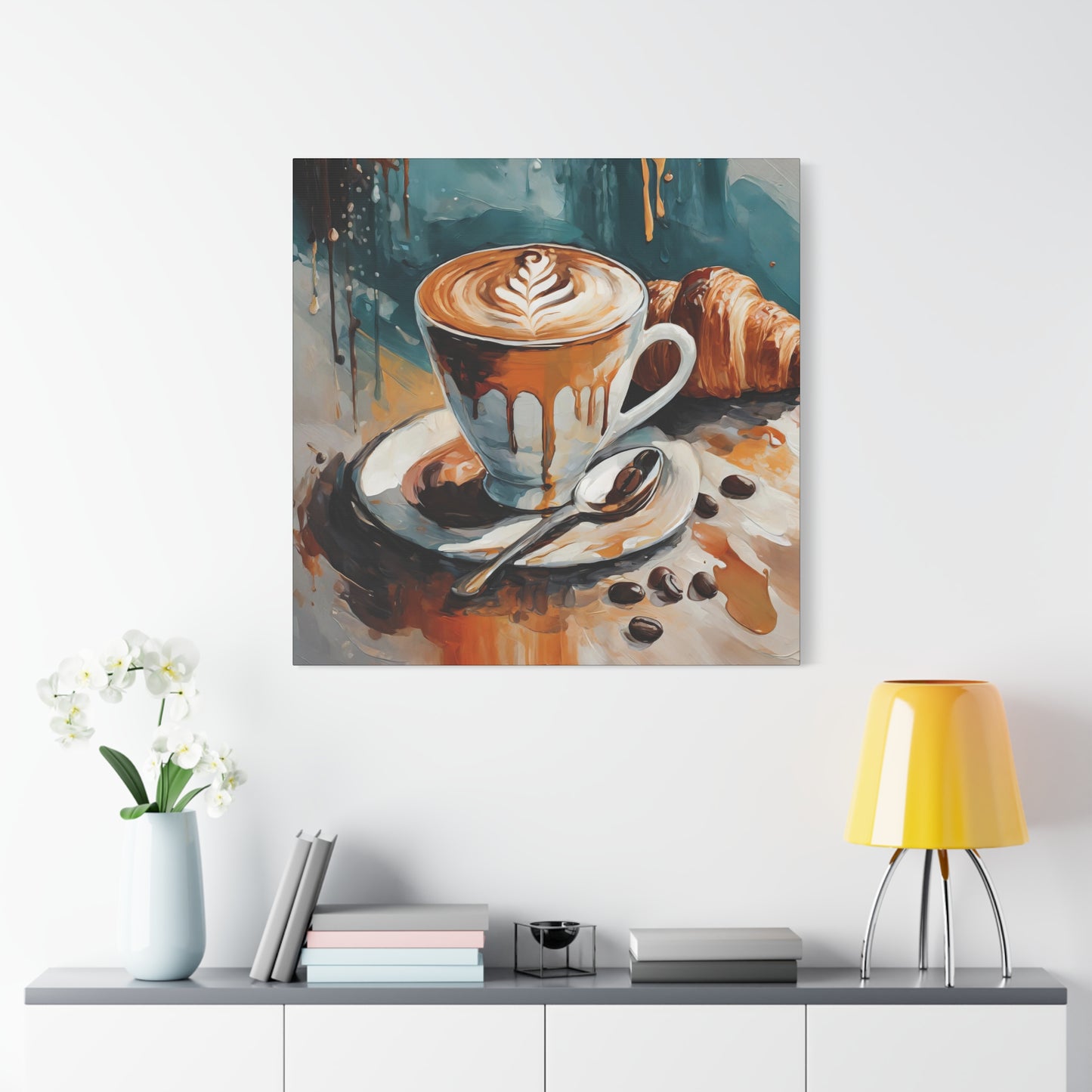 Coffee Frameless Canvas Wall Art Sizes 10”x10” – 36”x36”