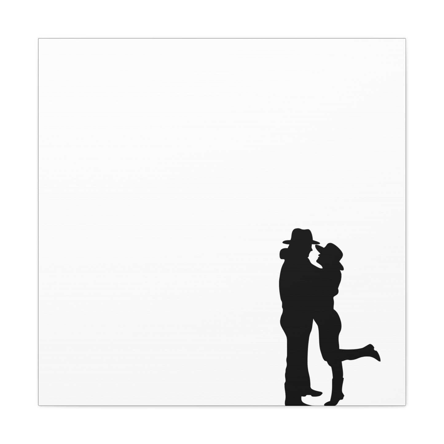 Shadow Cowboy Cowgirl Lovers Frameless Canvas Wall Art Sizes 10”x10” – 36”x36”