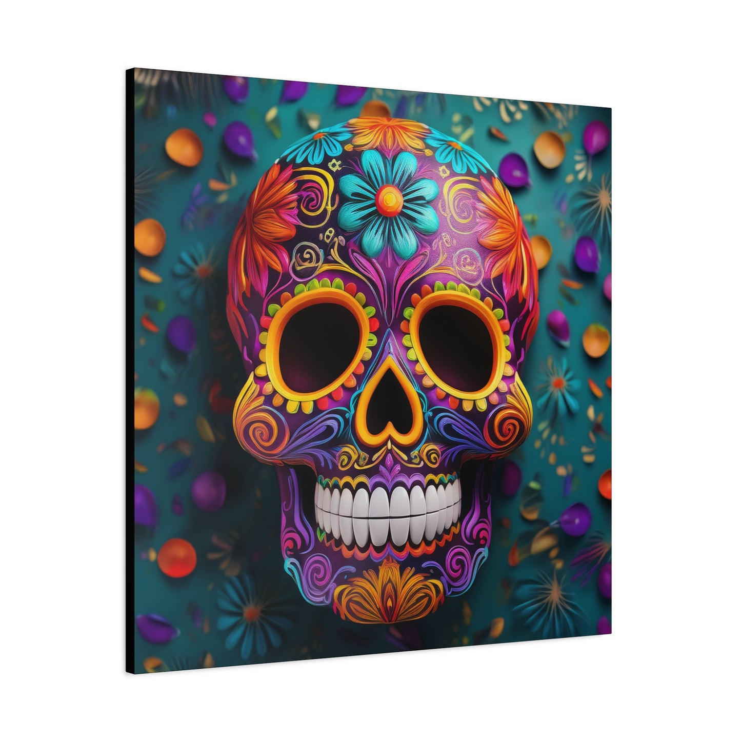 Sugar Skull Frameless Canvas Wall Art Sizes 10”x10” – 36”x36”