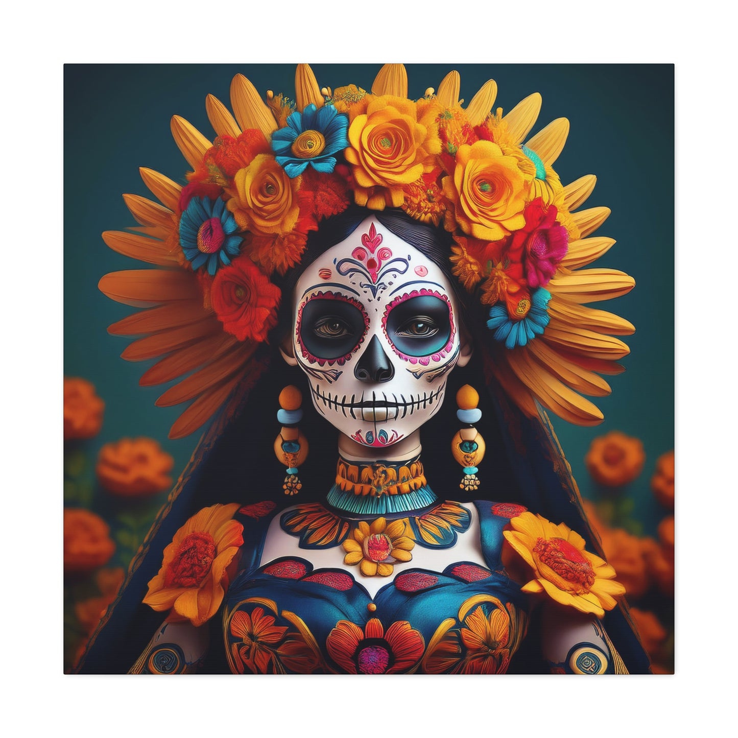 La Catrina Frameless Canvas Wall Art Sizes 10”x10” – 36”x36”